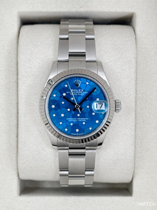 2025 Rolex Lady Datejust 31mm 278274 Stainless Steel Oyster Azzuro Blue Floral Dial - MyWatchLLC