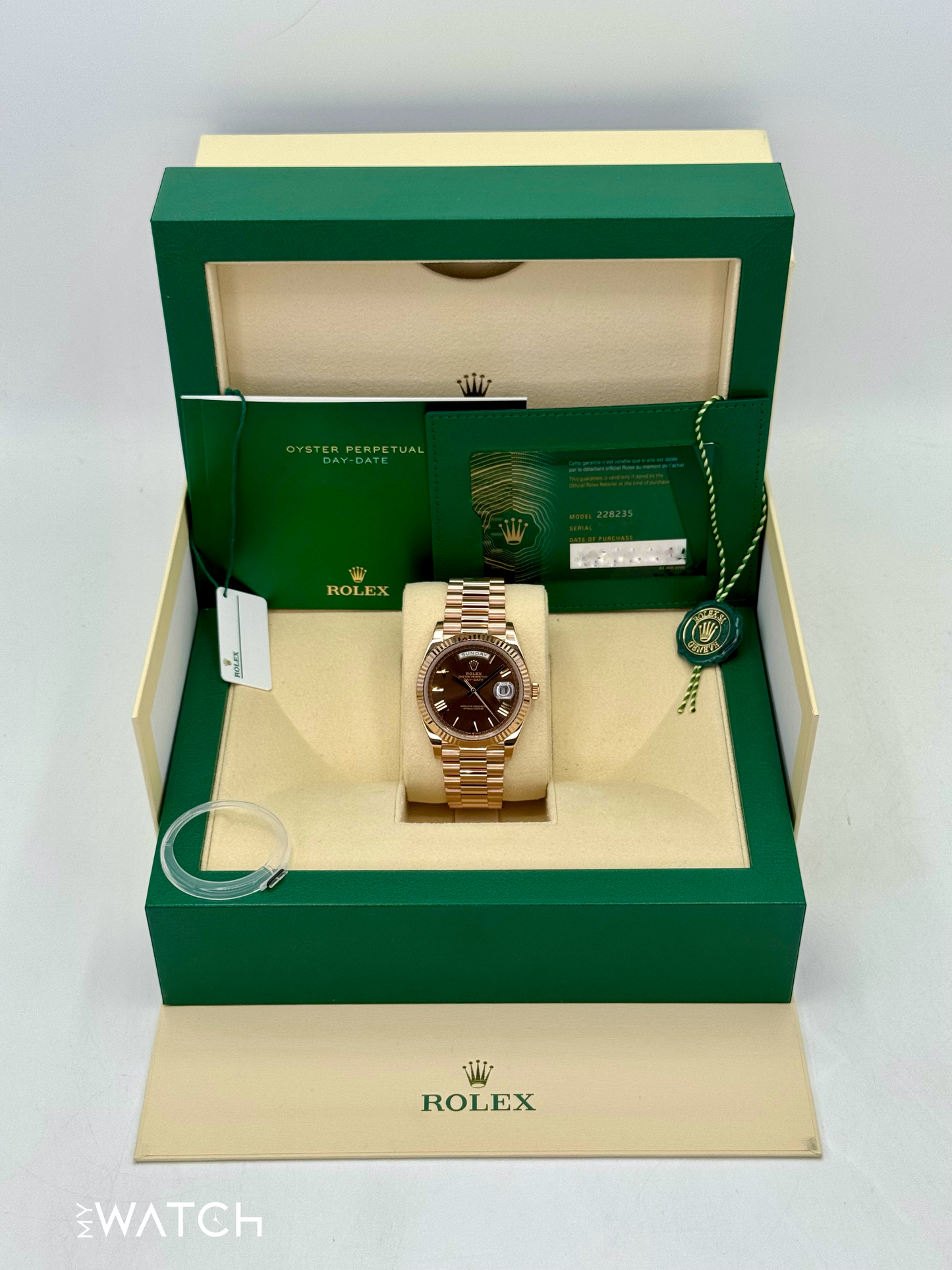 2023 Rolex Day-Date 40mm 228235 Presidential Rose Gold Chocolate Dial