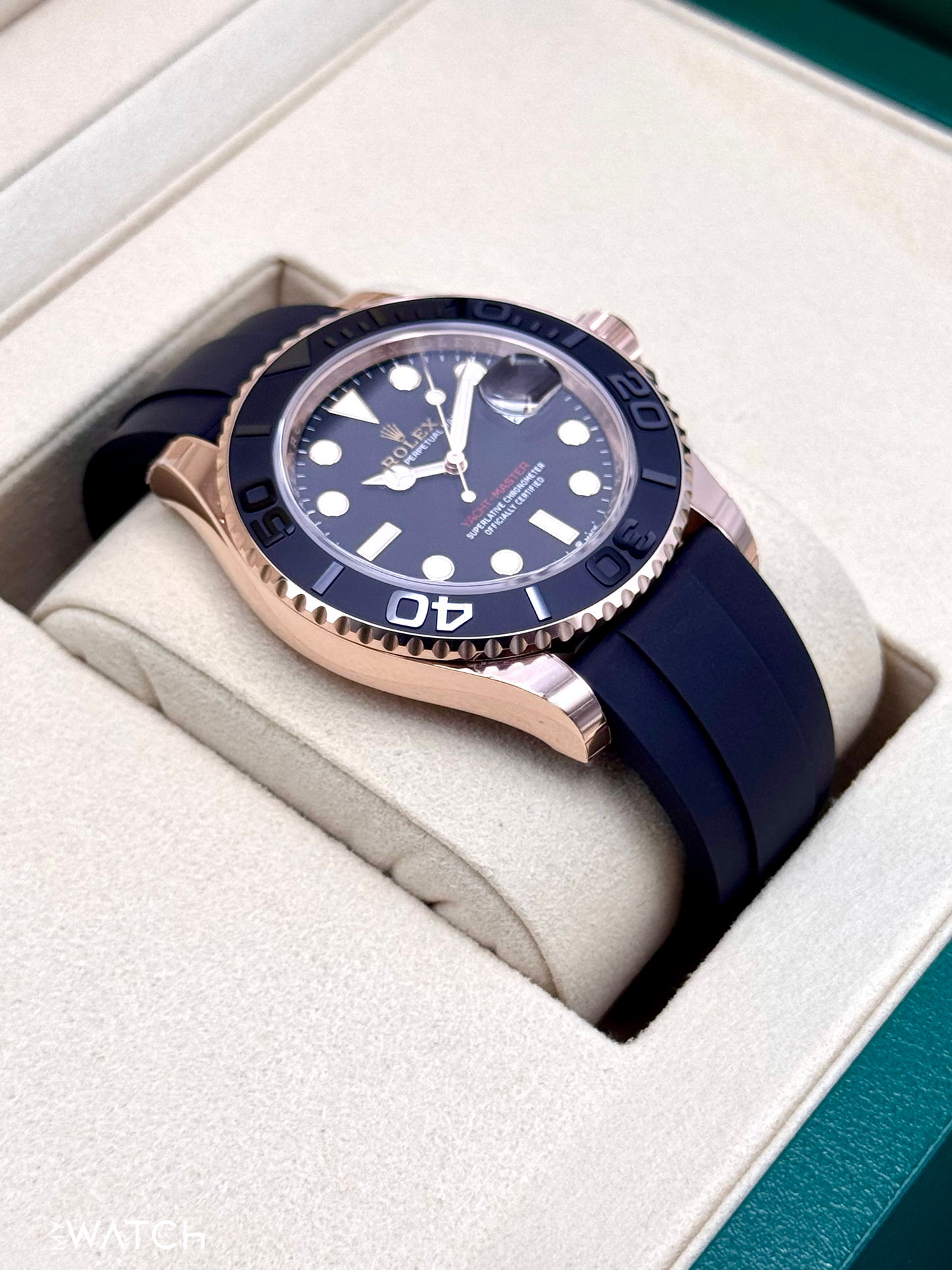 New 2025 Rolex Yacht-Master 40mm 126655 Rose Gold Oysterflex Black Dial
