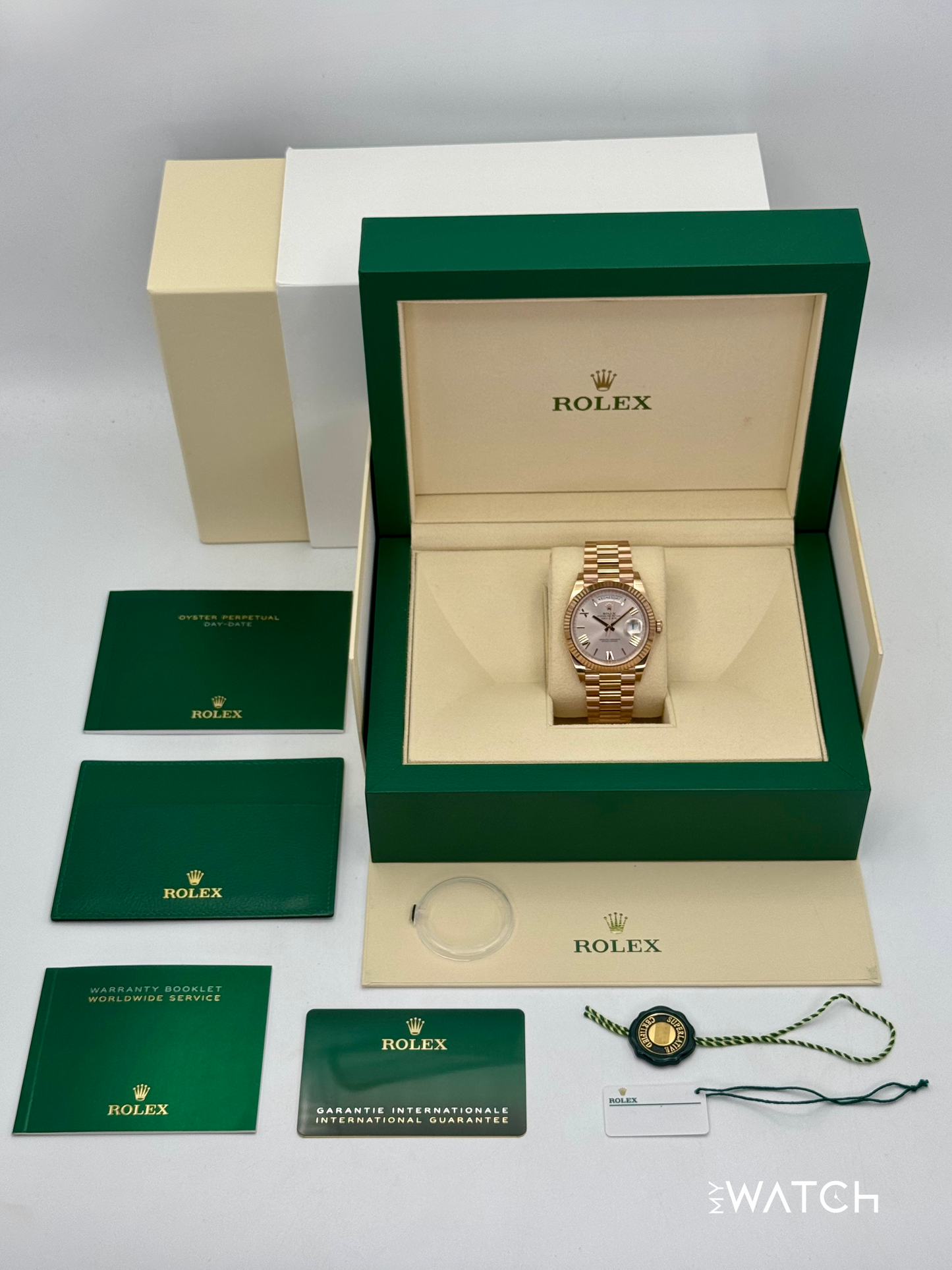2023 Rolex Day-Date 40mm 228235 Presidential Rose Gold Sundust Dial