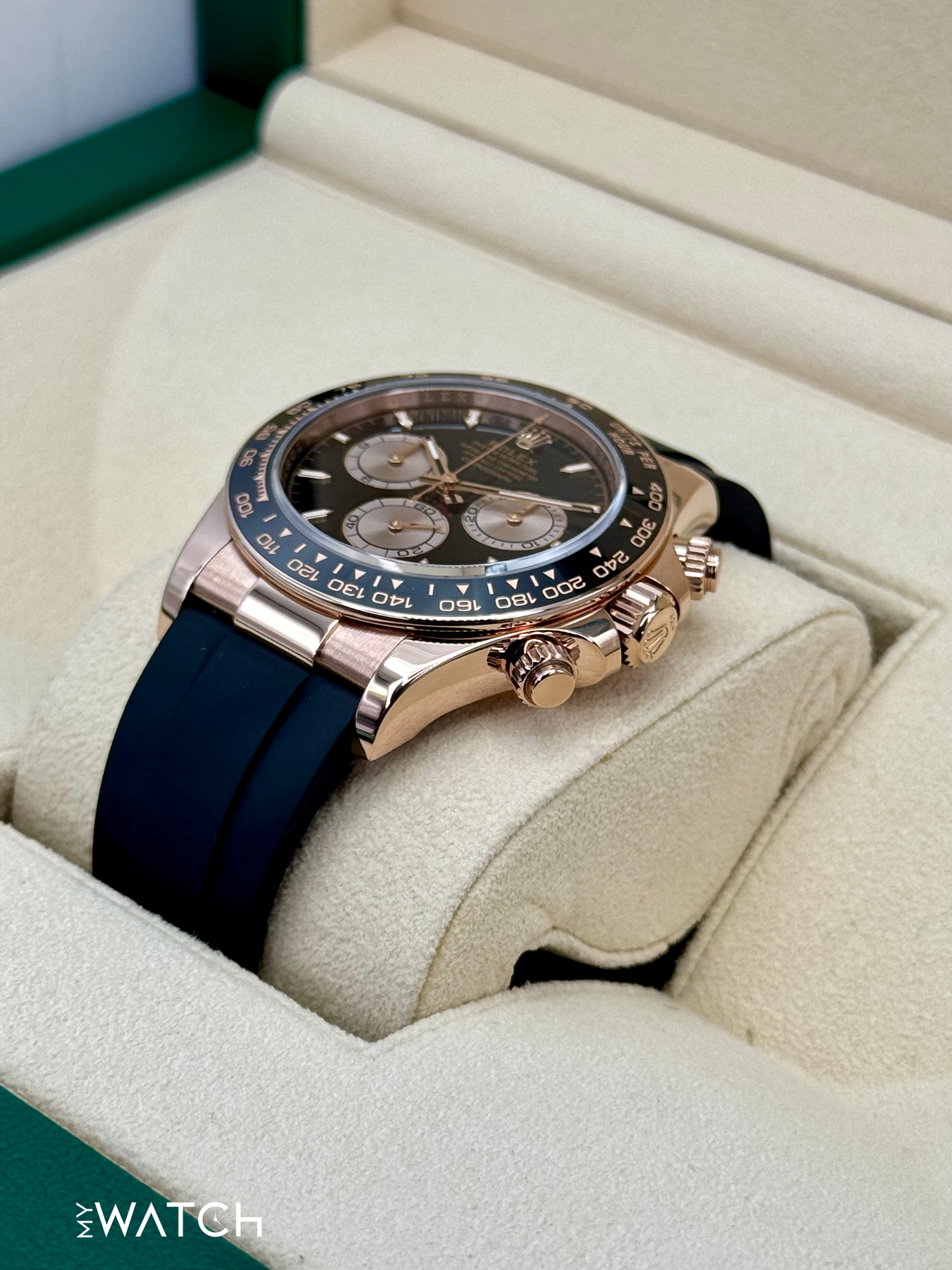 2024 Rolex Daytona 40mm 126515LN Rose Gold Oysterflex Black Dial