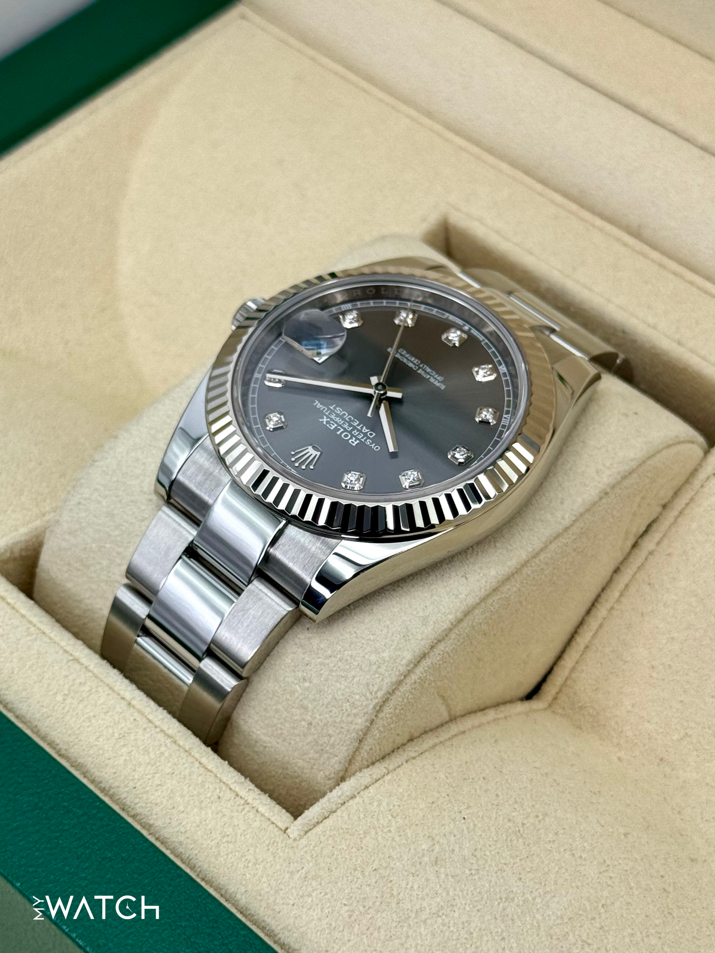 2022 Rolex Datejust 41mm 126334 Stainless Steel Oyster Rhodium Diamond Dial