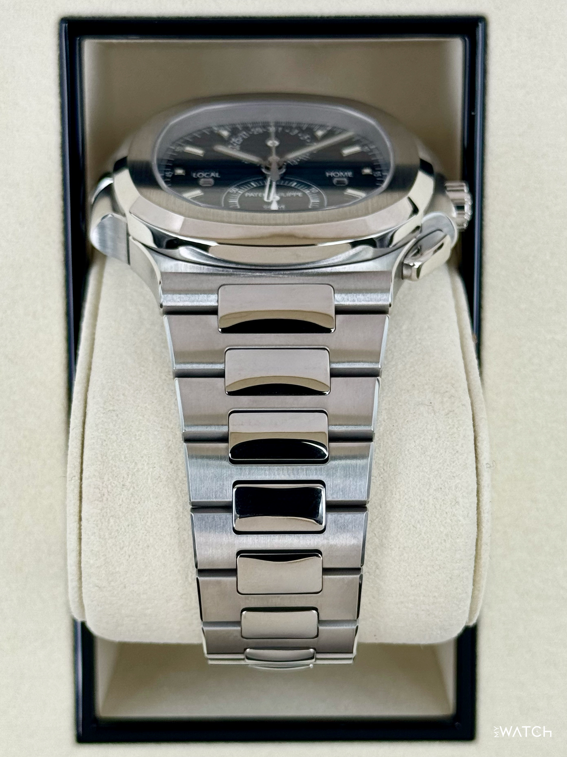 NEW 2026 Patek Philippe Nautilus Travel Time Chrono 40.5mm 5990 Blue-Noir Dial - MyWatchLLC