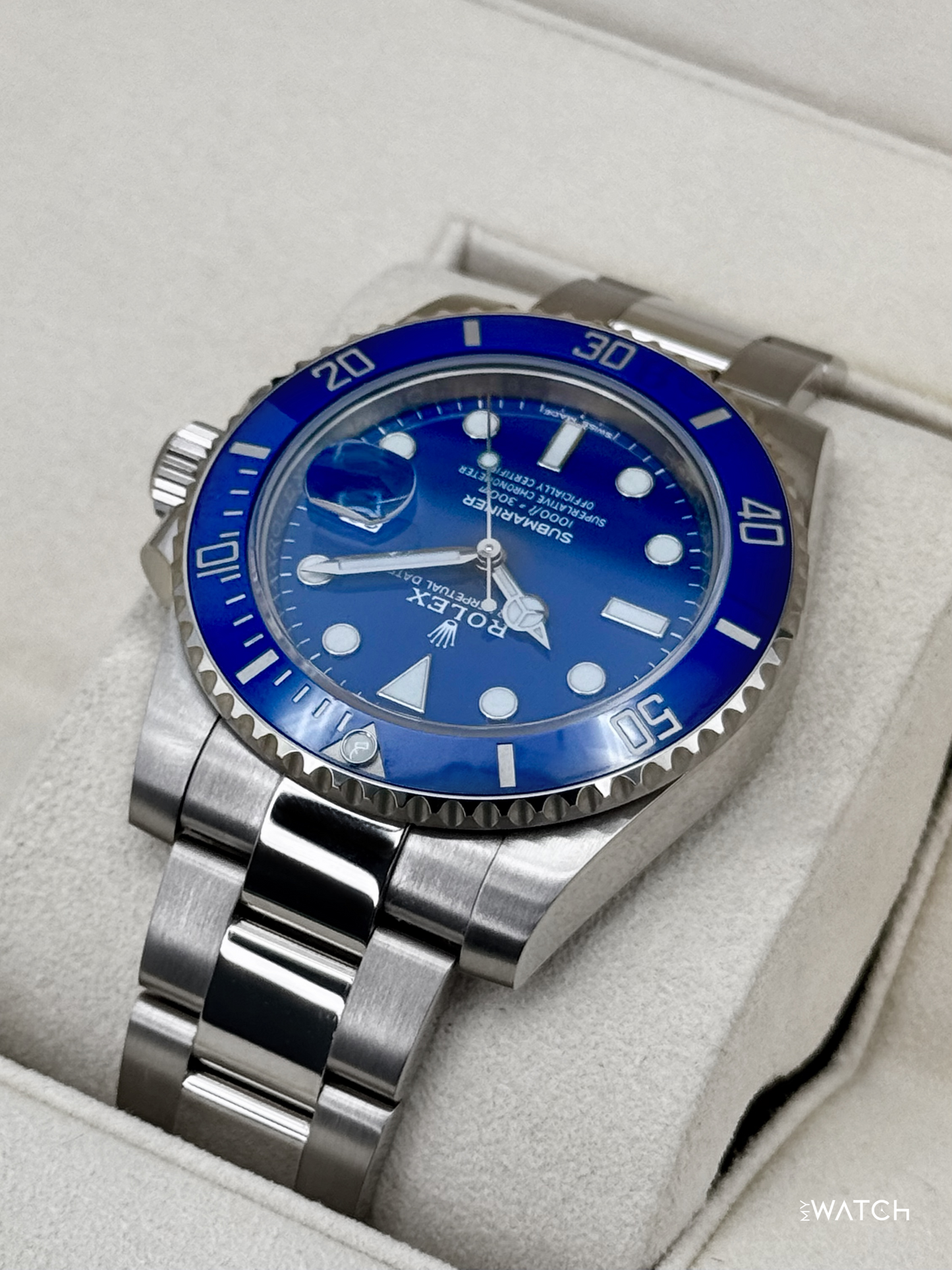 2020 Rolex Submariner "Smurf" 40mm 116619LB White Gold Blue Dial (NFC Card) - MyWatchLLC