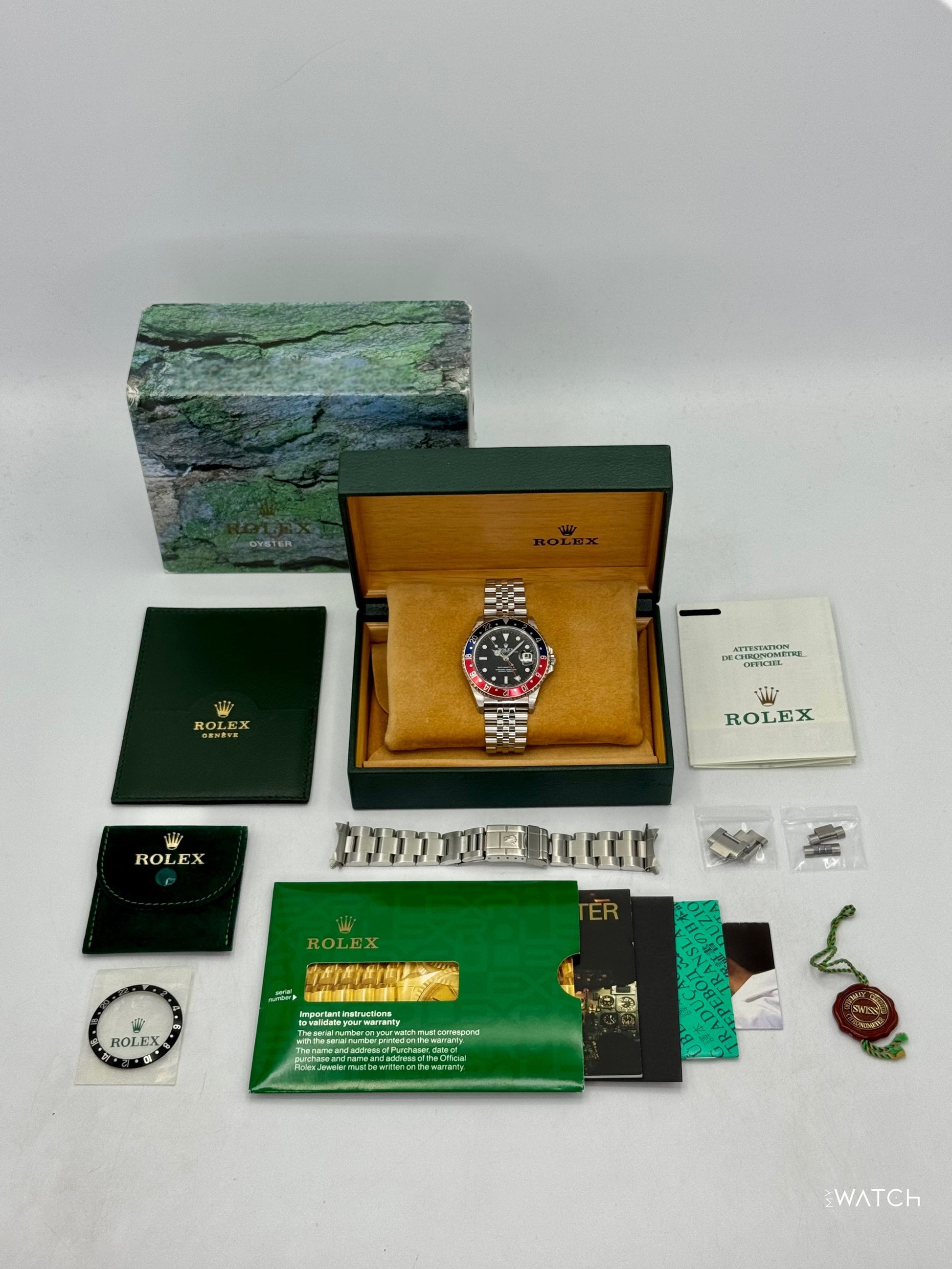 2001 Rolex GMT Master II "Pepsi" 40mm 16710 Stainless Steel "Collectors Set" - MyWatchLLC