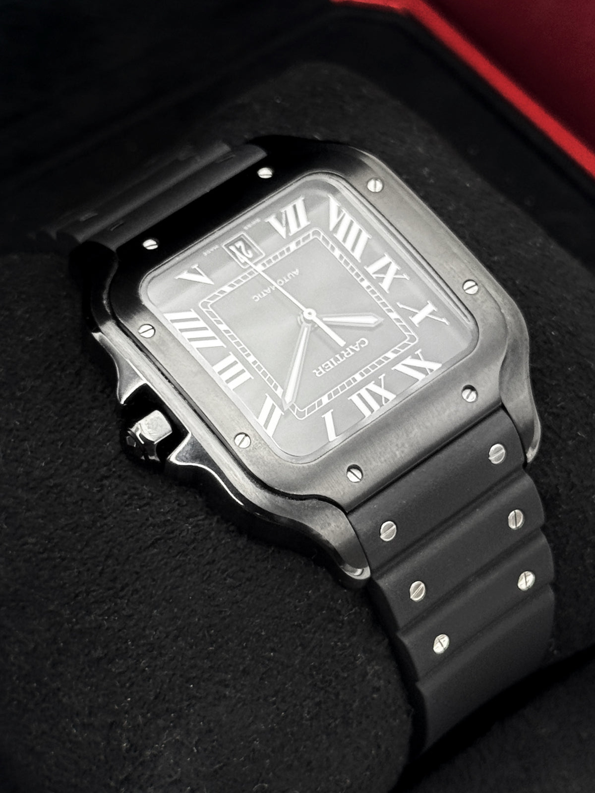 2024 Cartier Santos De Cartier 39.8mm WSSA0039 Black Steel Black Dial - Large - MyWatchLLC