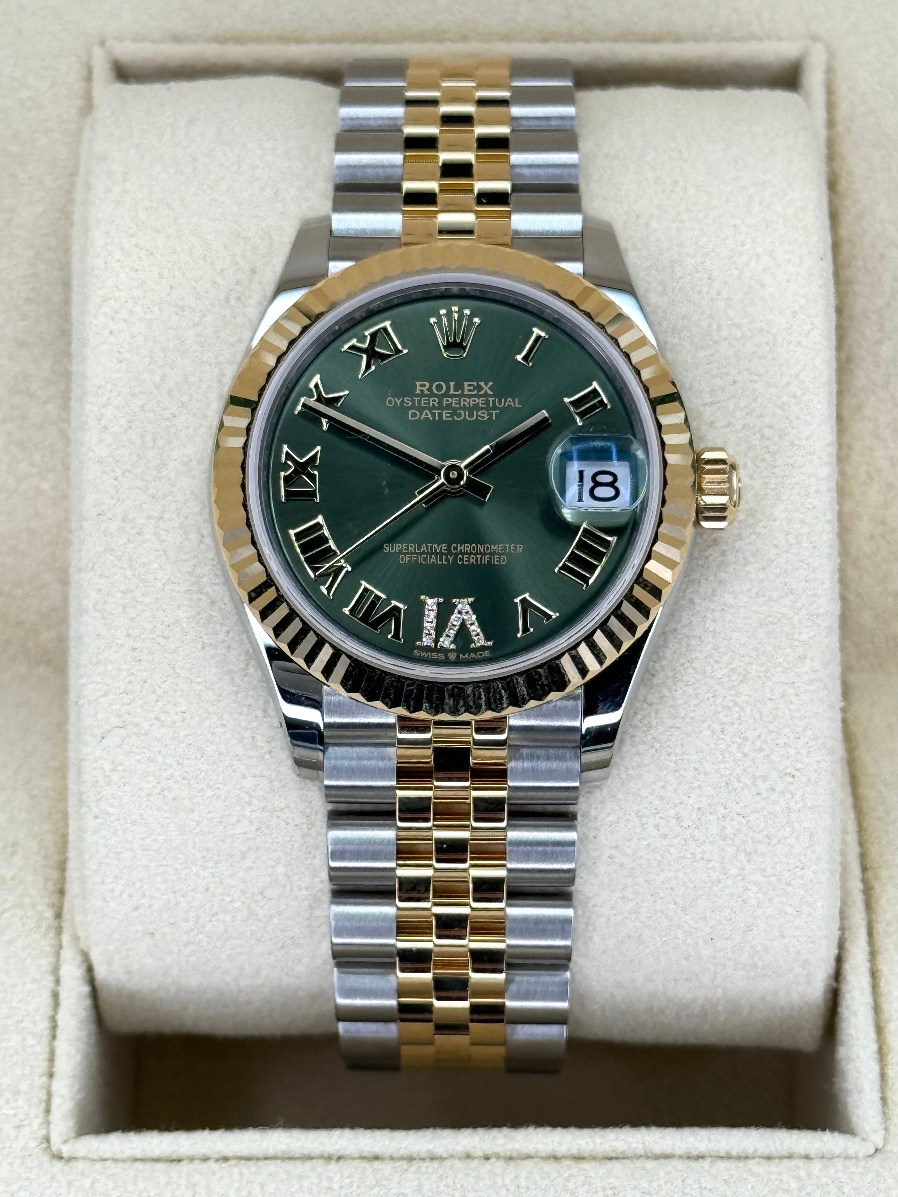 NEW 2023 Rolex Lady Datejust 31mm 278273 Two Tone Jubilee Green Dial