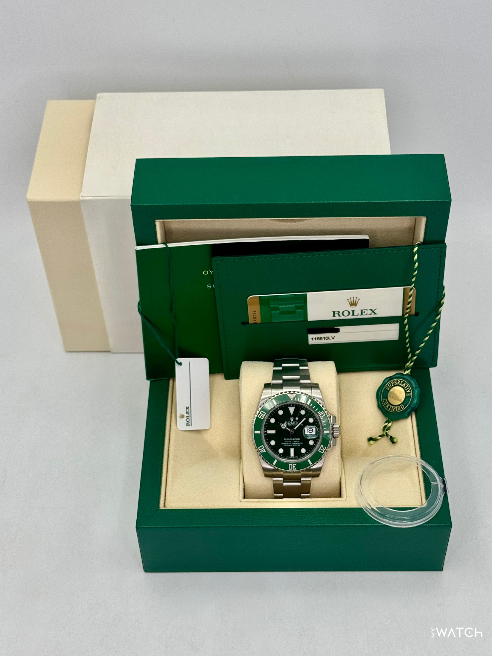 2016 Rolex Submariner “Hulk” 40mm 116610LV Green Dial (STICKERED) - MyWatchLLC
