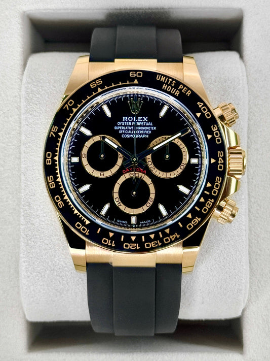 NEW 2026 Rolex Daytona 40mm 126518LN Yellow Gold Oysterflex Black Dial (NEW STYLE CARD)