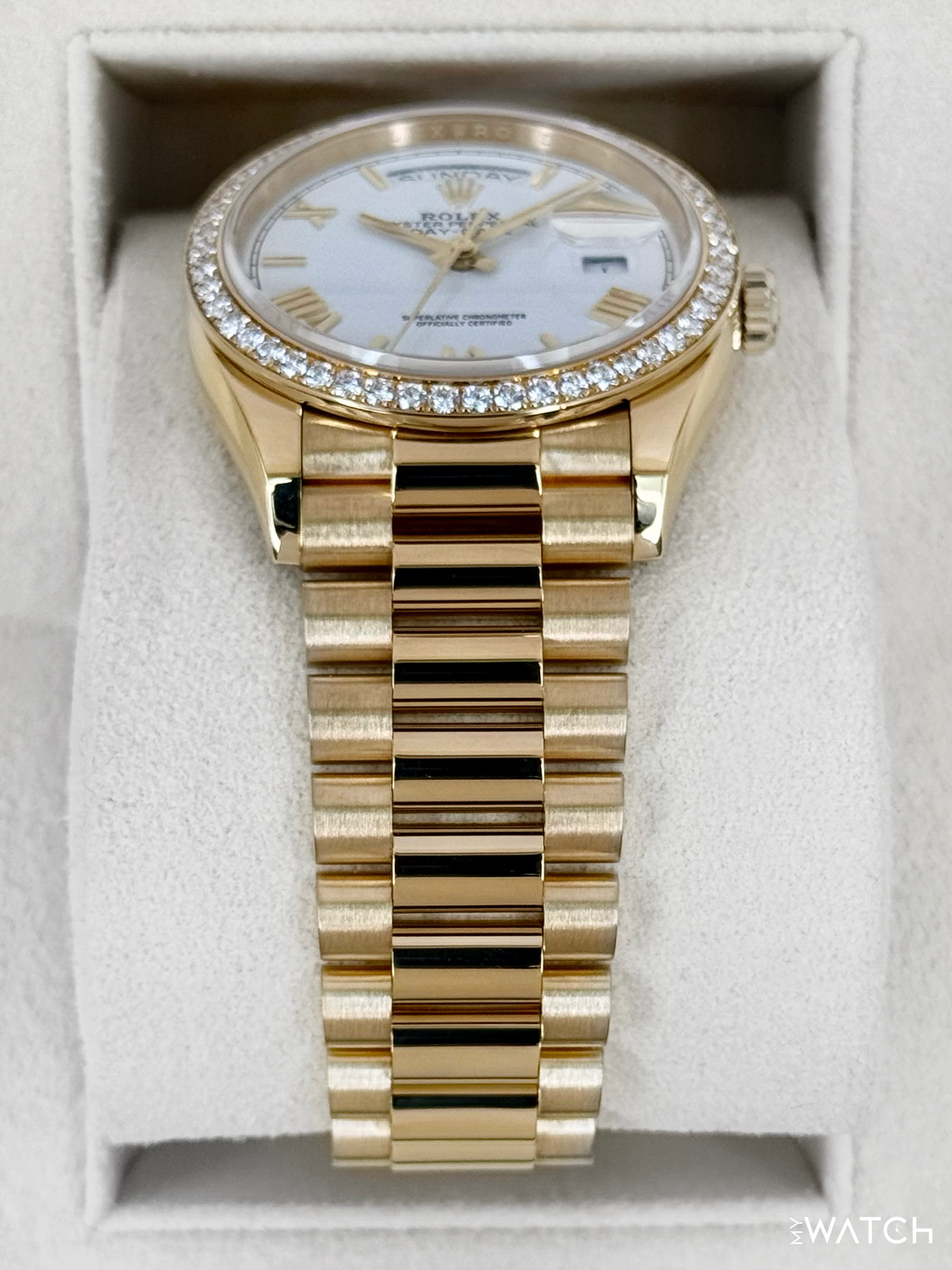 2024 Rolex Day-Date 36mm 128348RBR Presidential Yellow Gold White Dial - MyWatchLLC