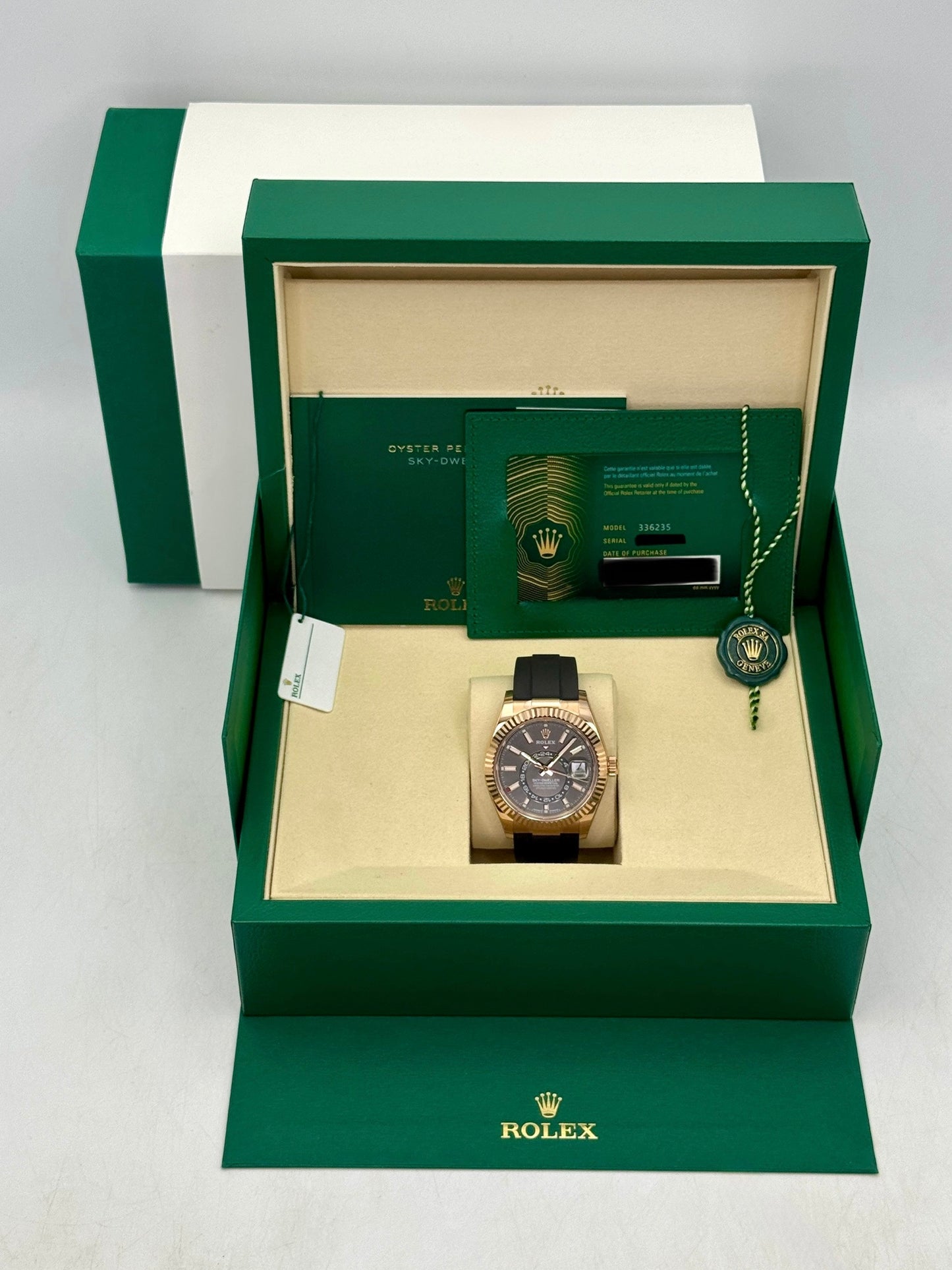 NEW 2026 Rolex Sky-Dweller 42mm 336235 Rose Gold Oysterflex Rhodium Dial - STICKERED