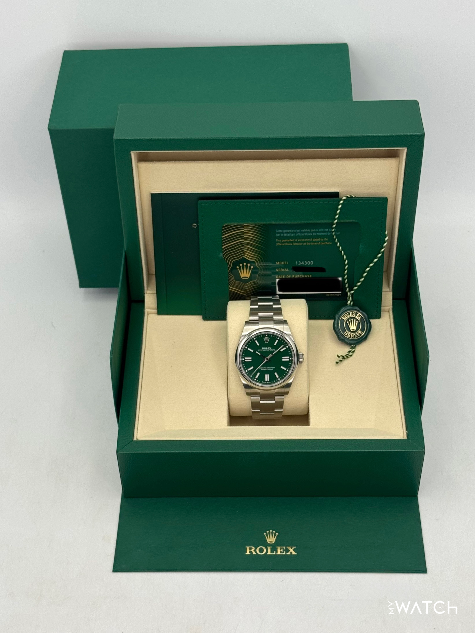 ROLEX ボックス グリーン 標準サイズ NEW 2025 Rolex Oyster Perpetual 41mm 134300 Green Dial
