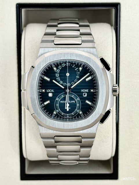 Patek Philippe Nautilus 5990/1A-011 Travel Time Chronograph 40.5mm Blue Gray Dial - UNWORN