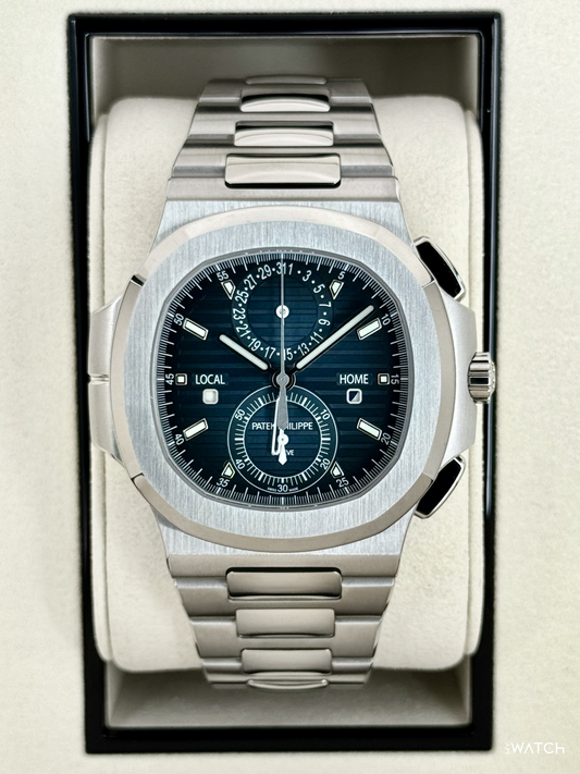 NEW 2026 Patek Philippe Nautilus Travel Time Chrono 40.5mm 5990 Blue-Noir Dial - MyWatchLLC