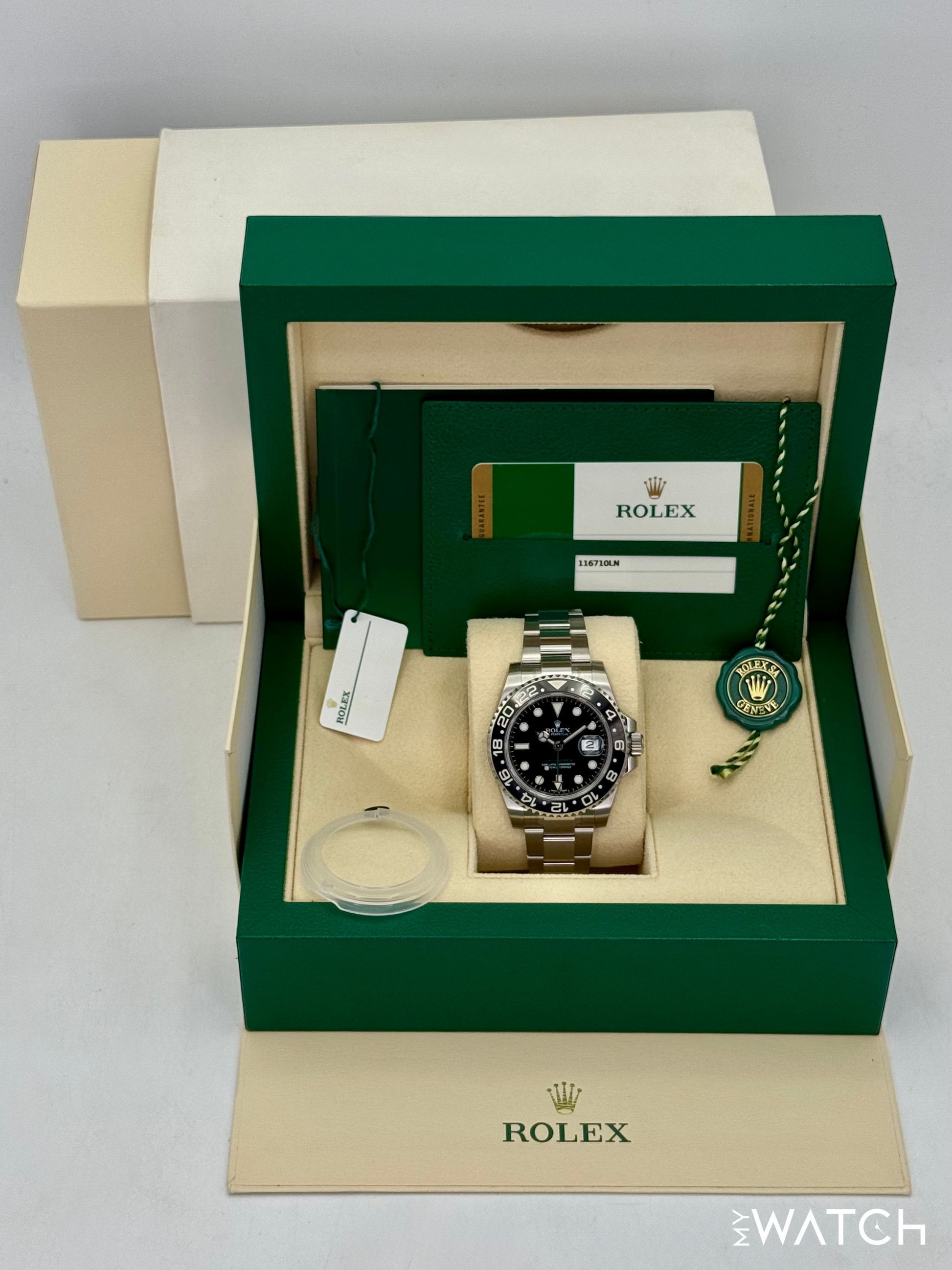 NEW OLD STOCK 2017 Rolex GMT-Master II 40mm 116710LN Stainless Steel Black Dial (STICKERED) - MyWatchLLC