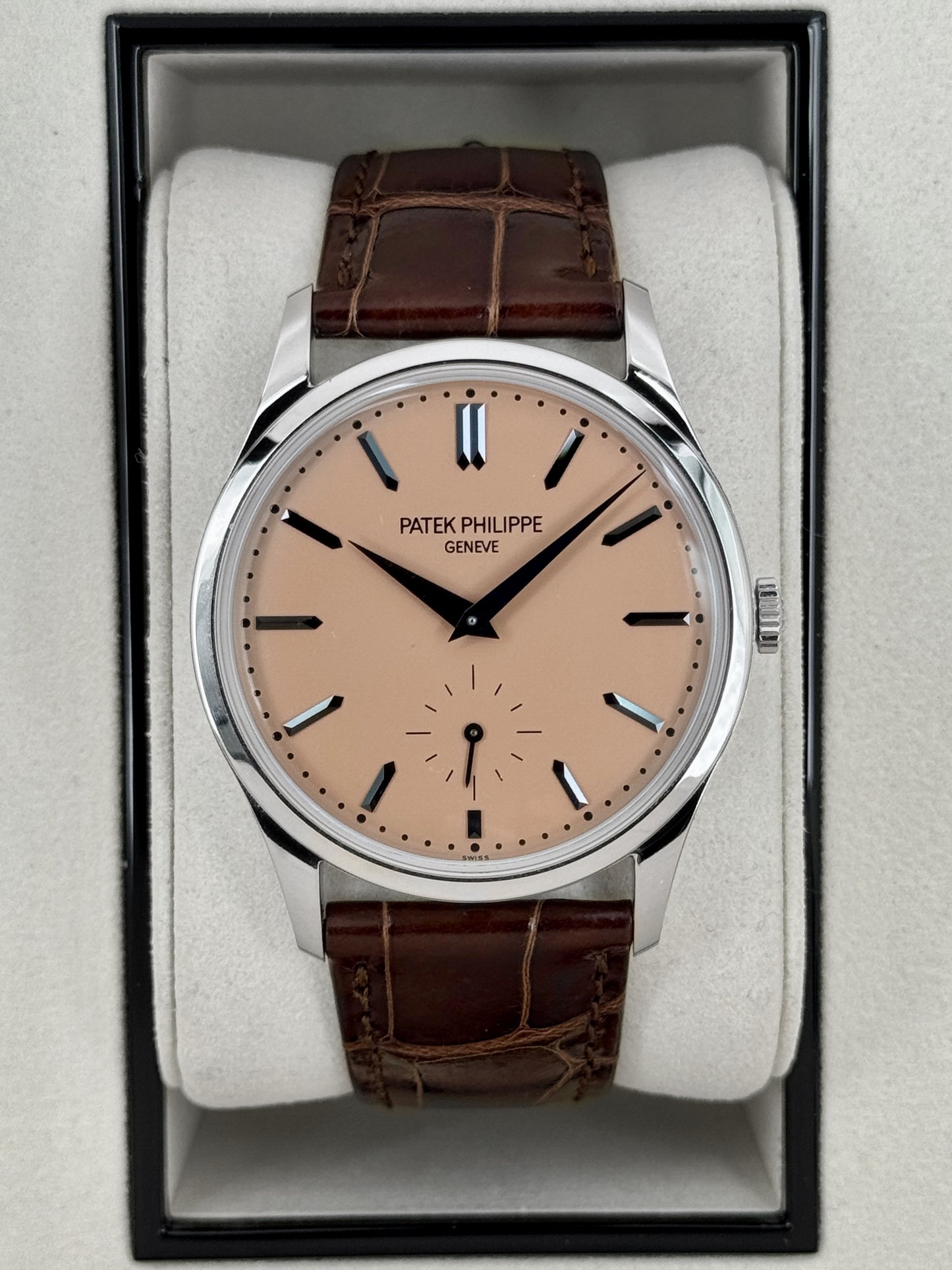 2026 Patek Philippe Calatrava 38mm 6196P Platinum Rose Gilt Opaline Dial