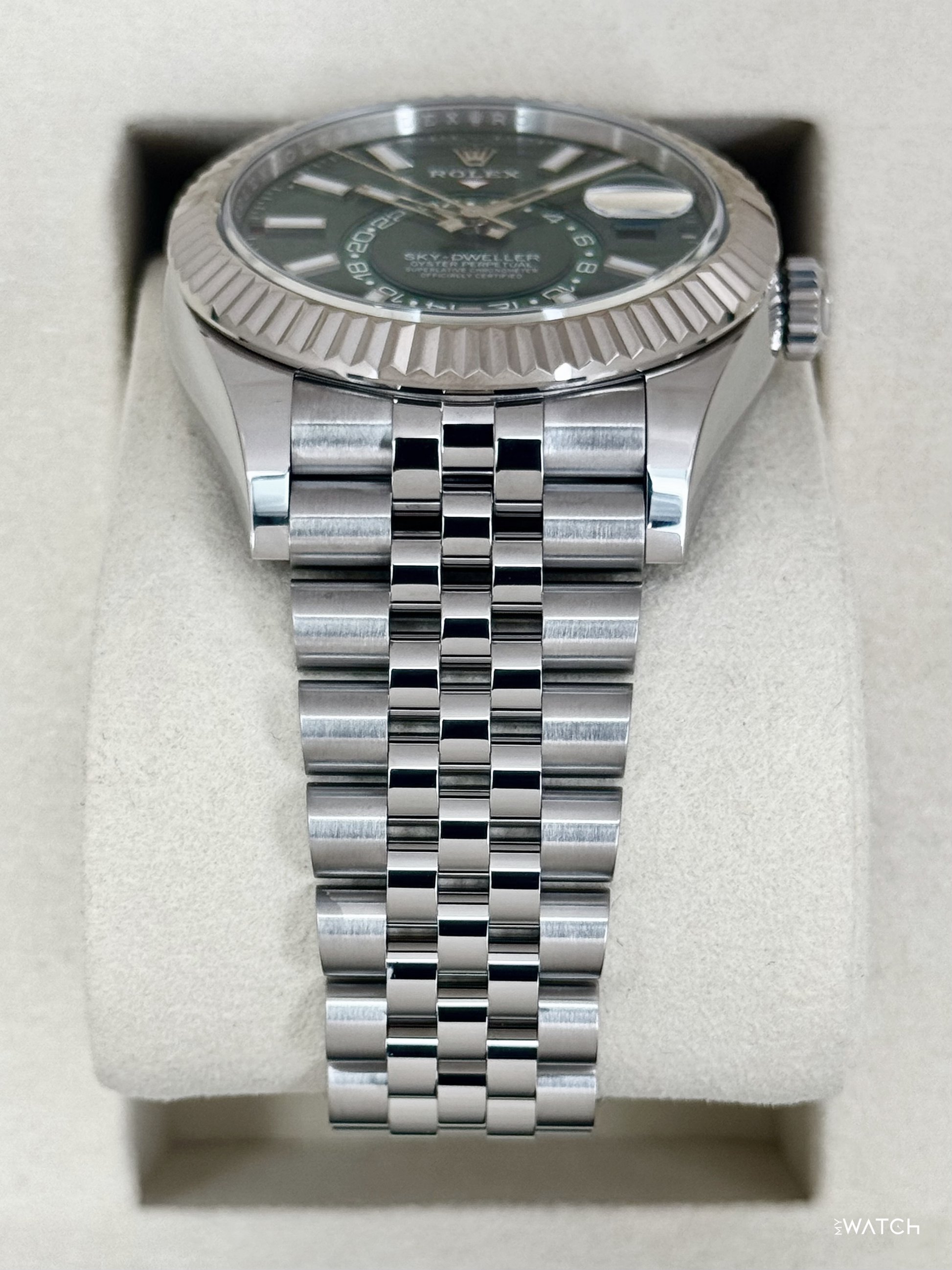 2026 Rolex Sky-Dweller 42mm 336934 Stainless Steel Jubilee Green Dial - MyWatchLLC