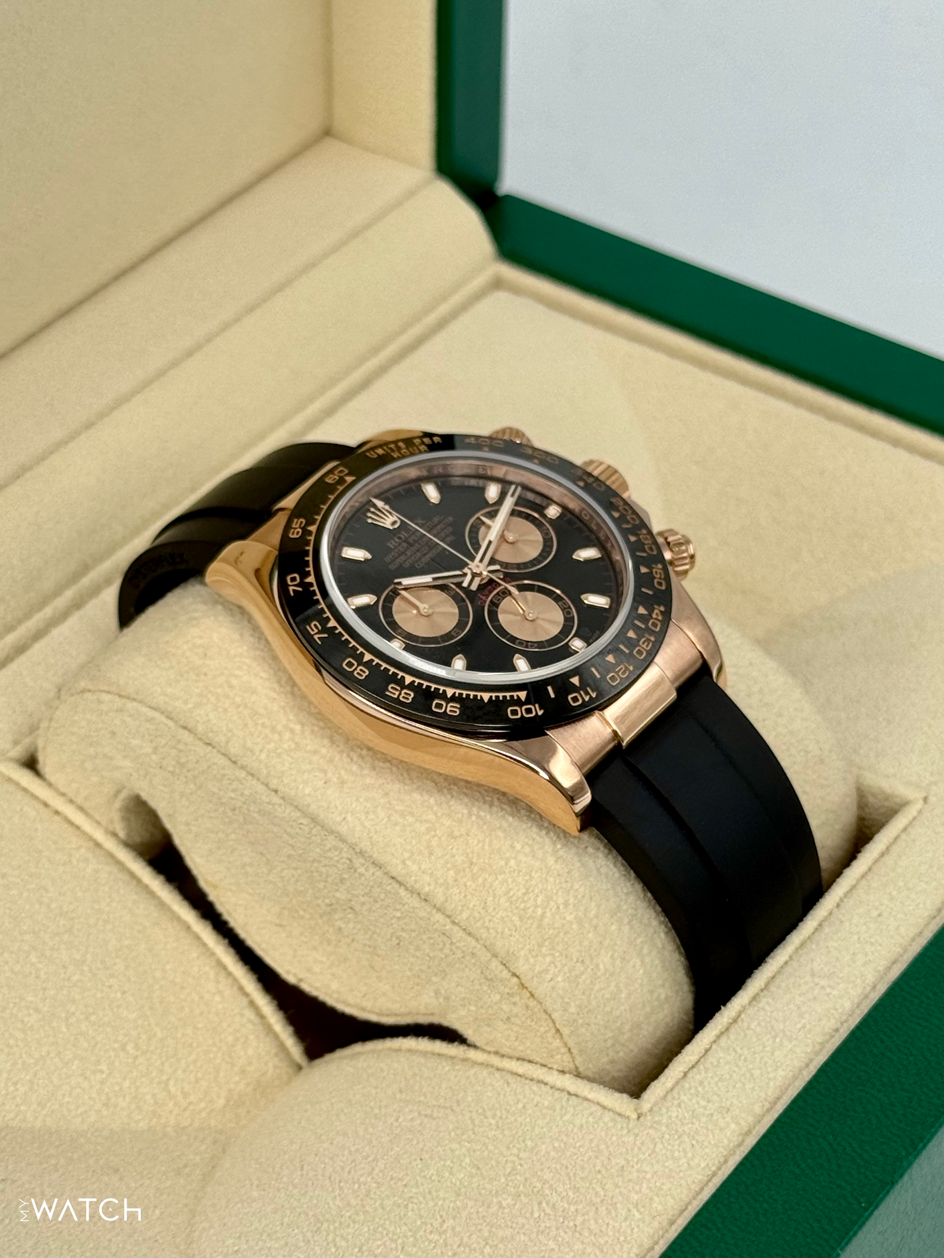 2024 CPO Rolex Daytona 40mm 116515LN Rose Gold Oysterflex Black Dial - MyWatchLLC