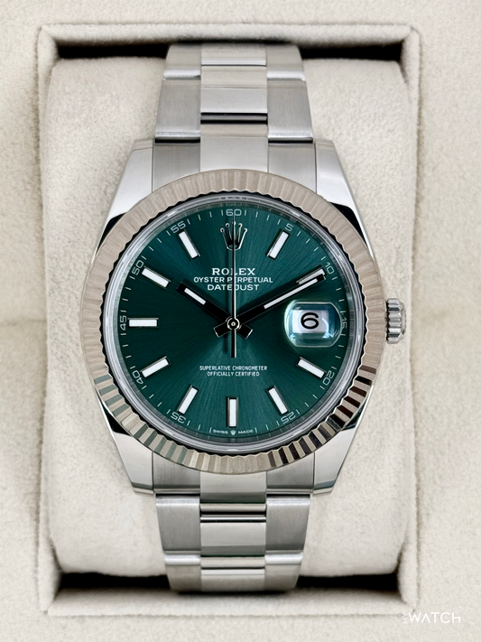 2023 Rolex Datejust 41mm 126334 Stainless Steel Oyster Mint Green Dial - MyWatchLLC