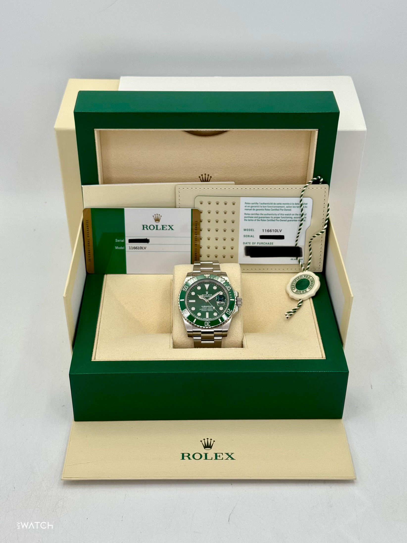 2025 CPO Rolex Submariner “Hulk” 40mm 116610LV Green Dial - MyWatchLLC