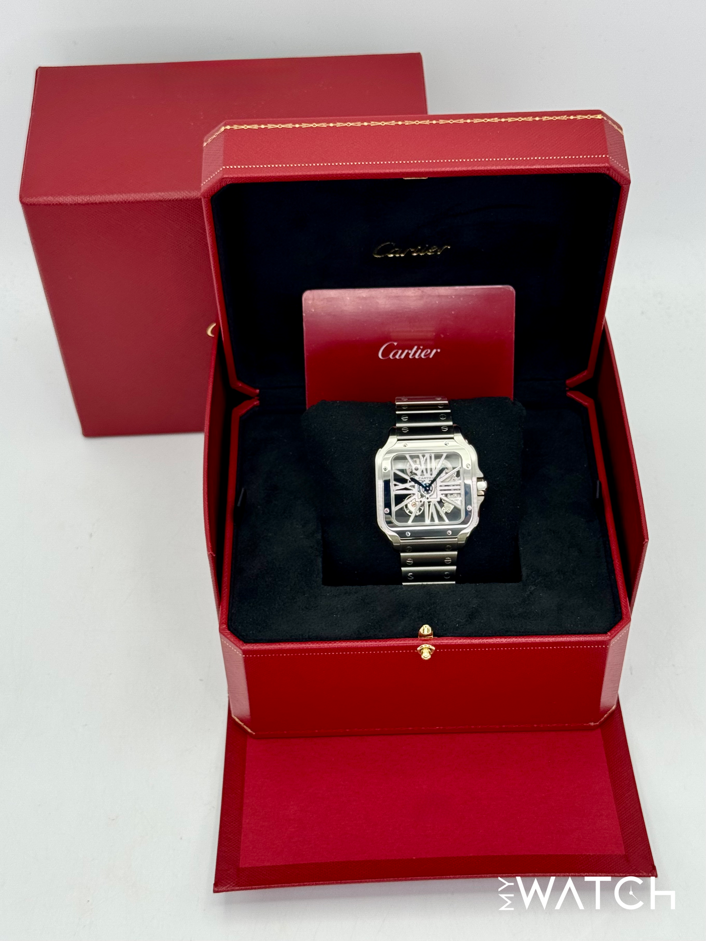 2021 Cartier Santos De Cartier 39.8mm WHSA0015 Stainless Steel Skeleton Dial