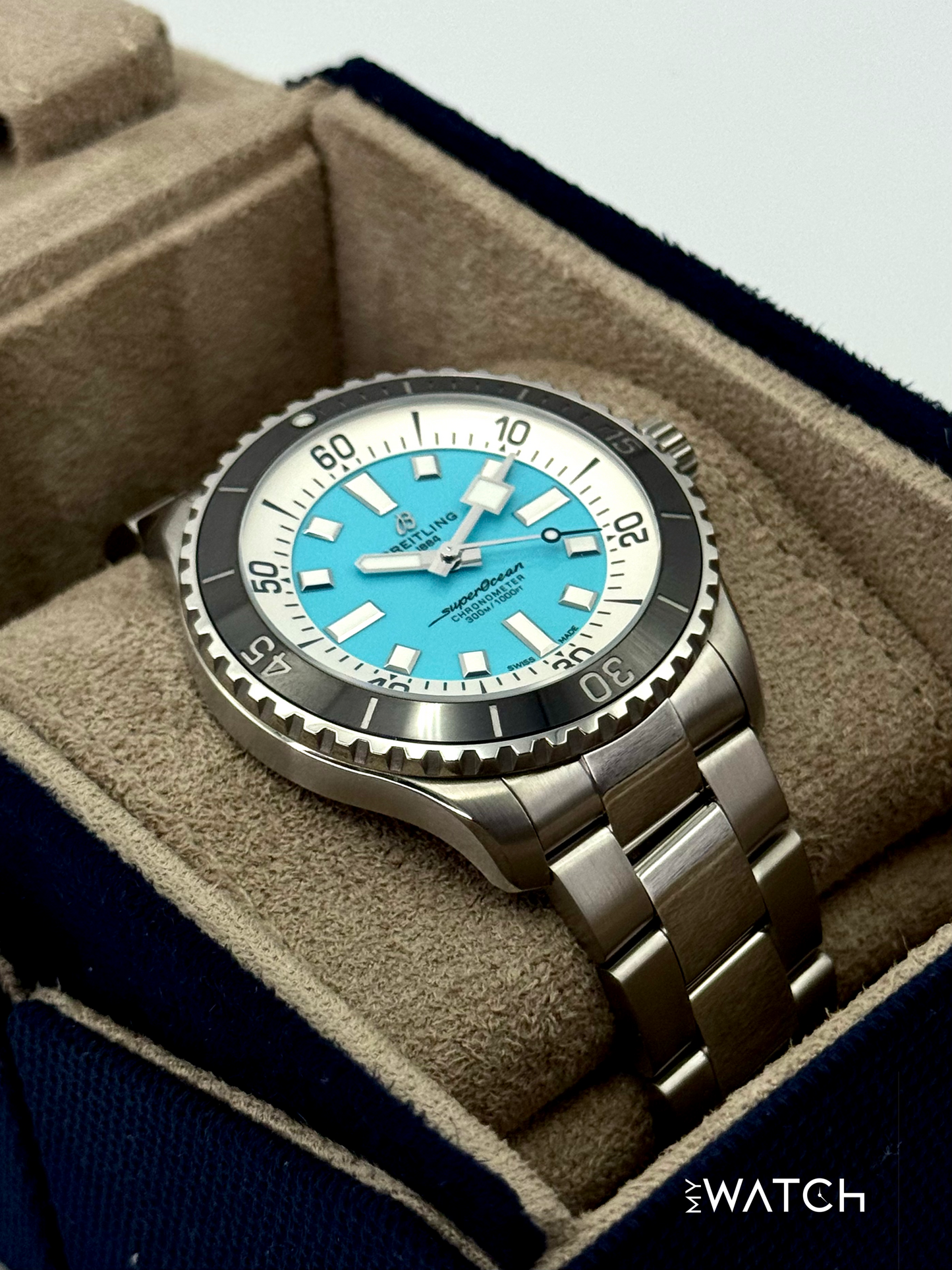 2025 Breitling Superocean Automatic 44mm A17376 Stainless Steel Turquoise Dial