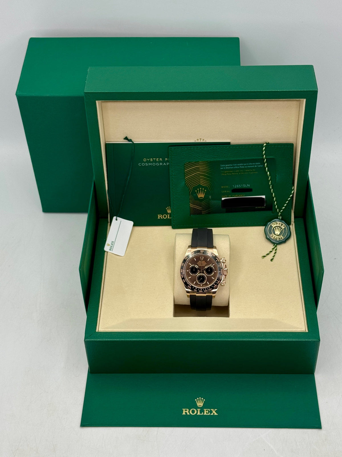 2025 Rolex Daytona 40mm 126515LN Rose Gold Oysterflex Chocolate Dial