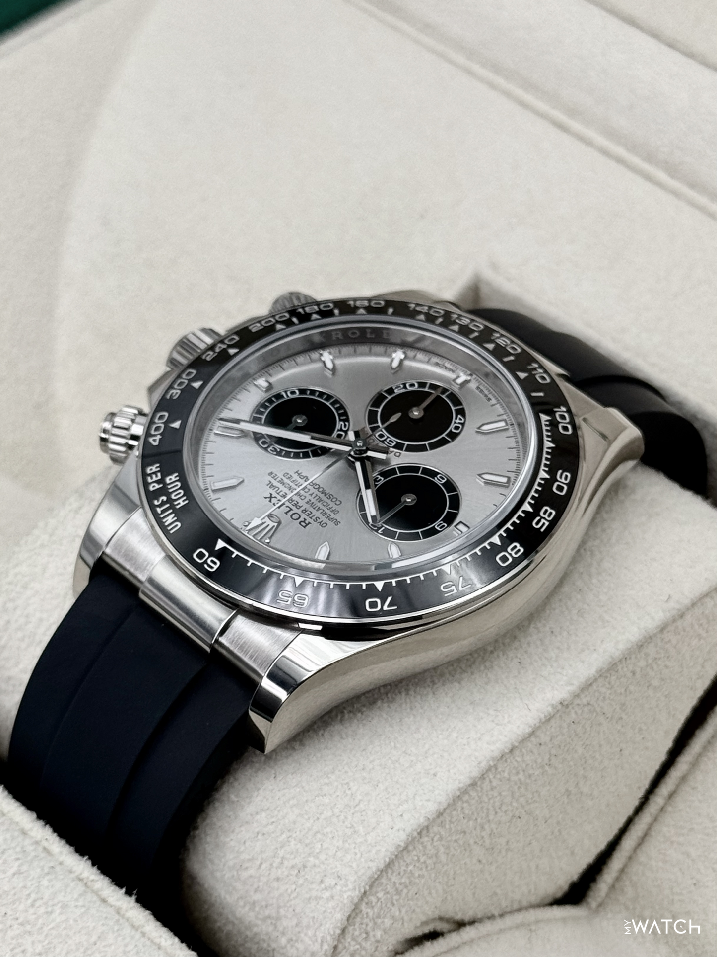 2024 Rolex Daytona 40mm 126519LN White Gold Oysterflex Silver Ghost Dial - MyWatchLLC