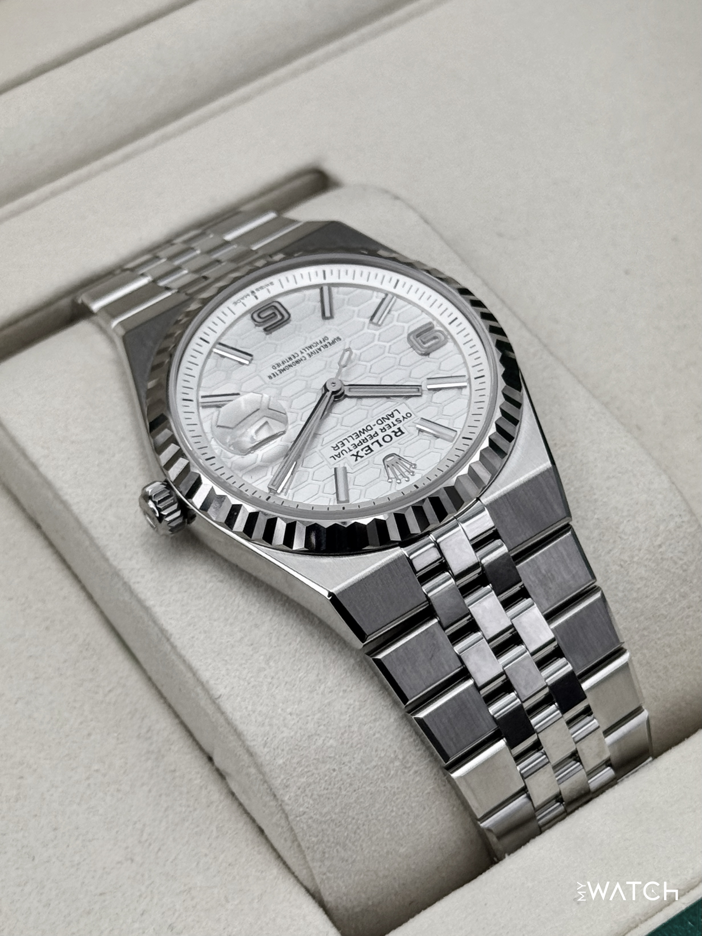 NEW 2026 Rolex Land-Dweller 36mm 127234 Stainless Steel Flat Jubilee White Dial - MyWatchLLC