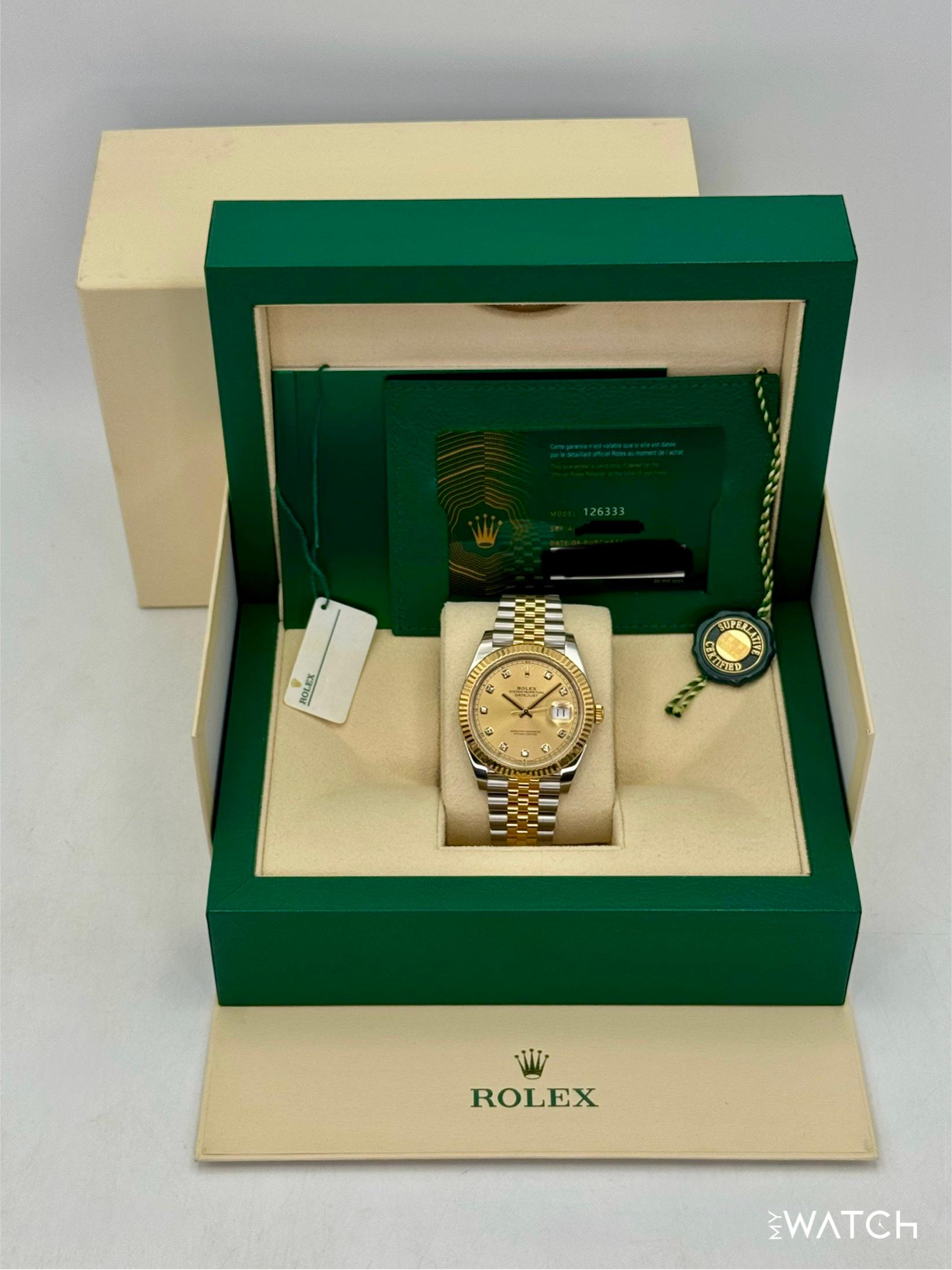 2023 Rolex Datejust 41mm 126333 Two-Tone Jubilee Champagne Diamond Dial - MyWatchLLC