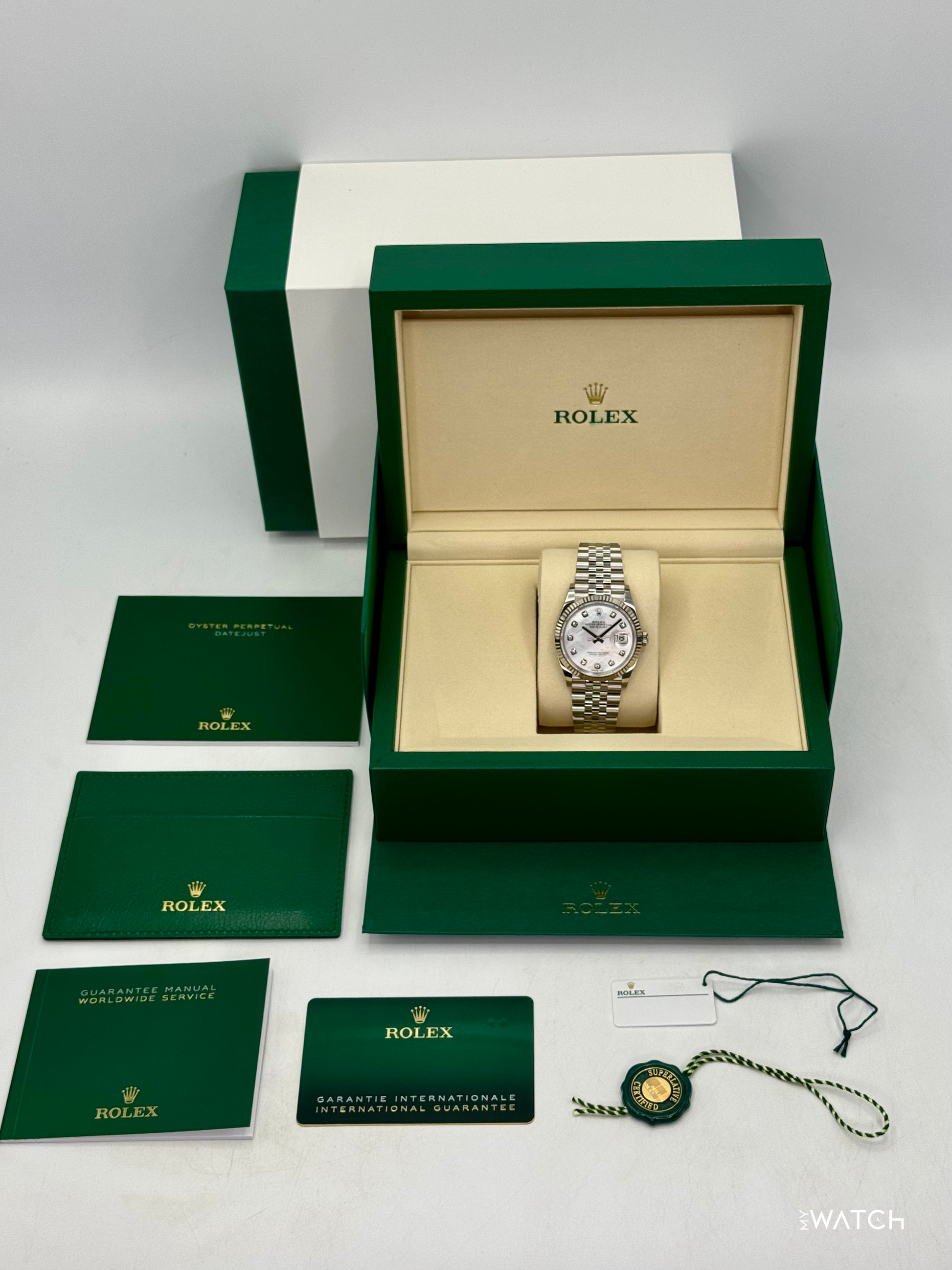 NEW 2026 Rolex Datejust 36mm 126234 Stainless Steel MOP Diamond Dial (STICKERED) - MyWatchLLC