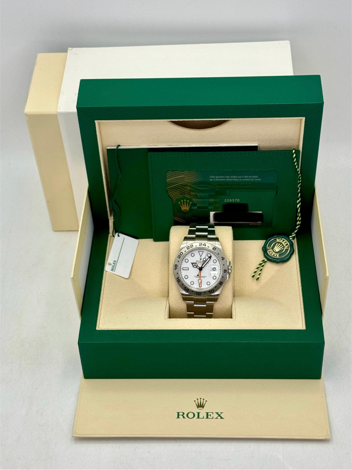 2024 Rolex Explorer II 42mm 226570 Stainless Steel Polar White Dial