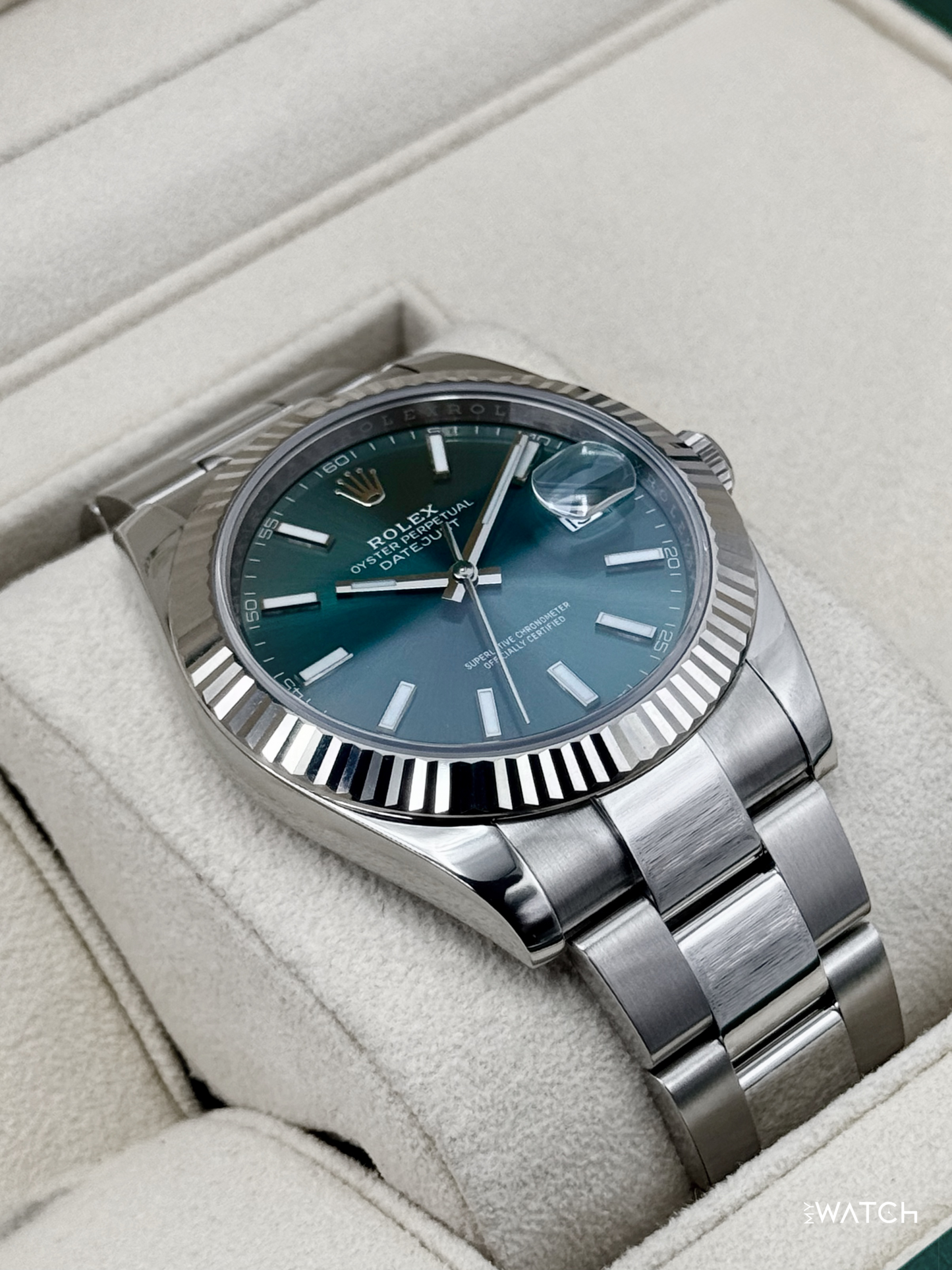 2022 Rolex Datejust 41mm 126334 Stainless Steel Oyster Mint Green Dial - MyWatchLLC