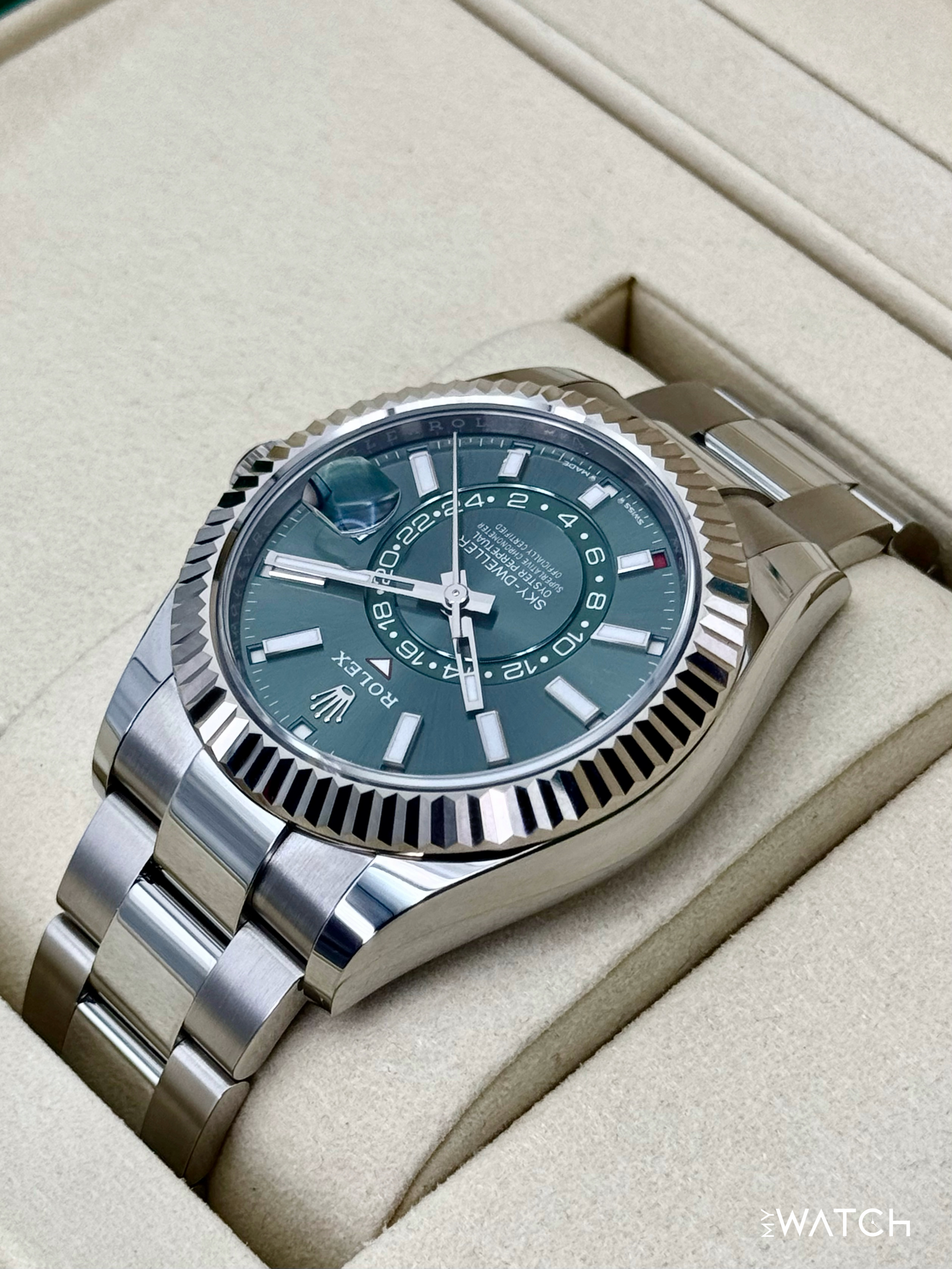 NEW 2025 Rolex Sky-Dweller 42mm 336934 Oyster Green Dial - MyWatchLLC