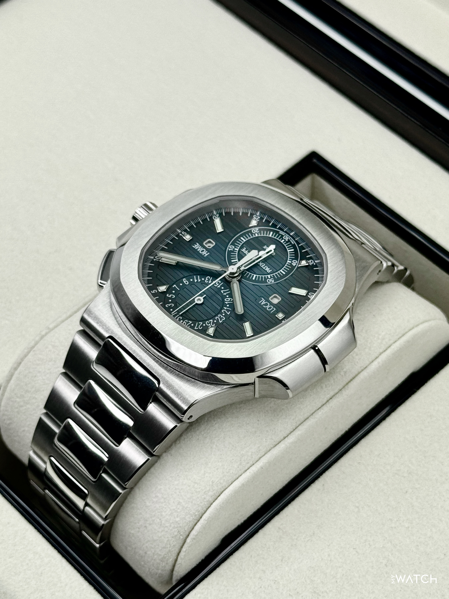 NEW 2026 Patek Philippe Nautilus Travel Time Chrono 40.5mm 5990 Blue-Noir Dial - MyWatchLLC