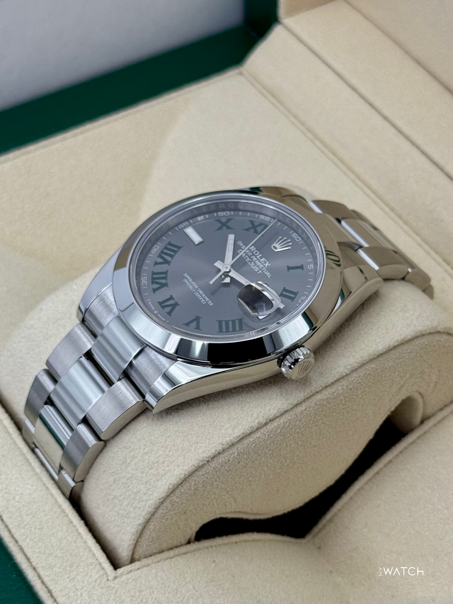 2021 Rolex Datejust 41mm 126300 Stainless Steel Oyster Wimbledon Dial