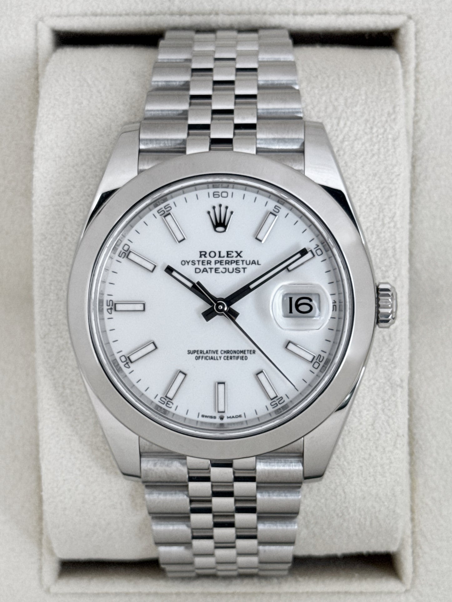 2024 Rolex Datejust 41mm 126300 Stainless Steel Jubilee White Dial