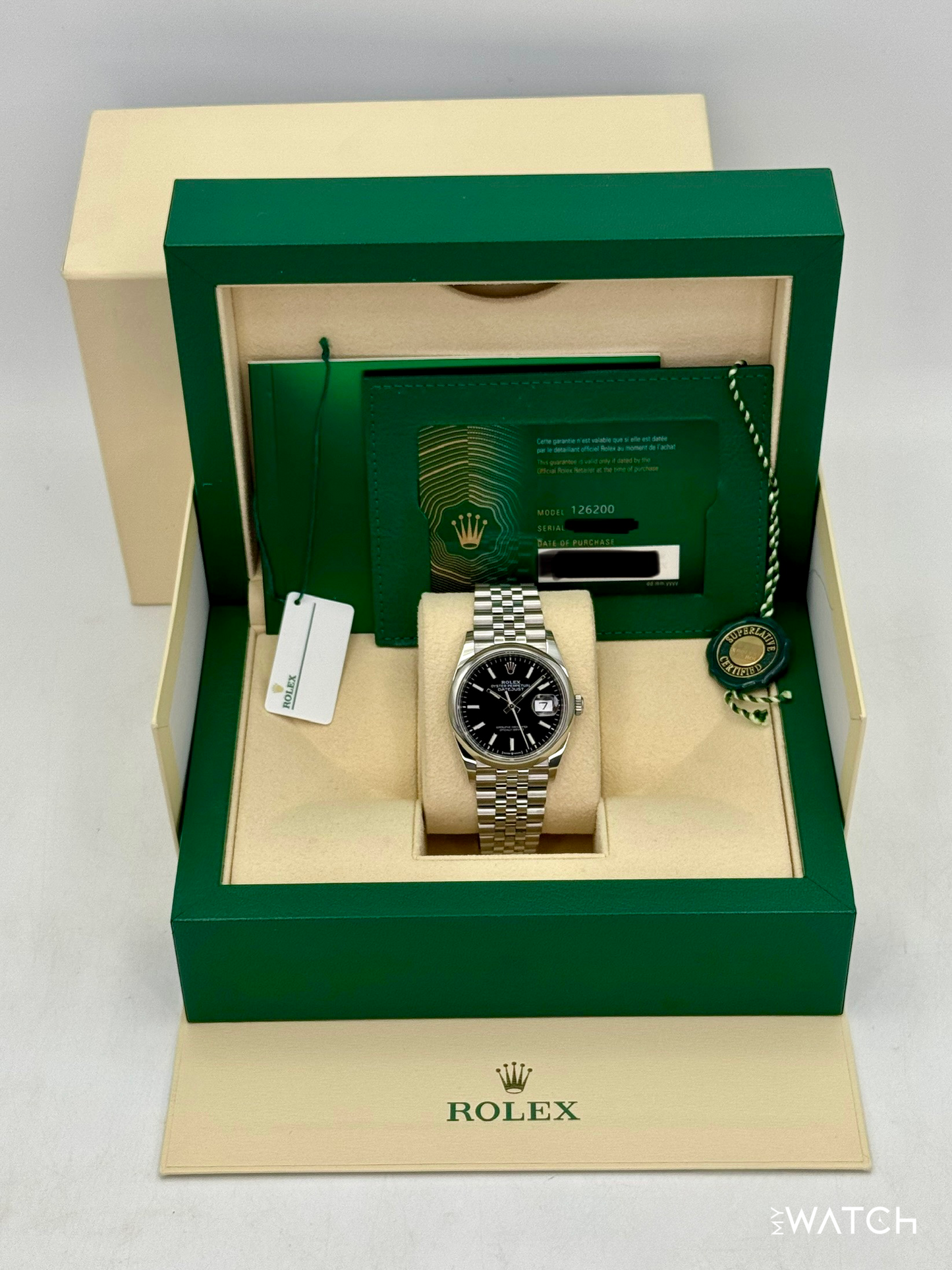 2024 Rolex Datejust 36mm 126200 Stainless Steel Jubilee Black Dial - MyWatchLLC