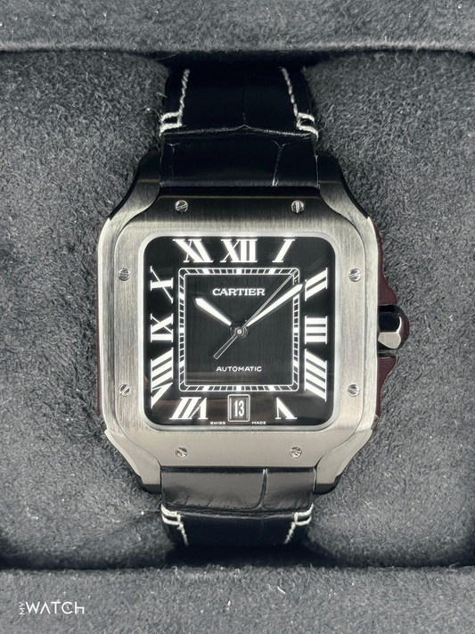 2024 Cartier Santos De Cartier 39.8mm WSSA0039 Black Steel Black Dial