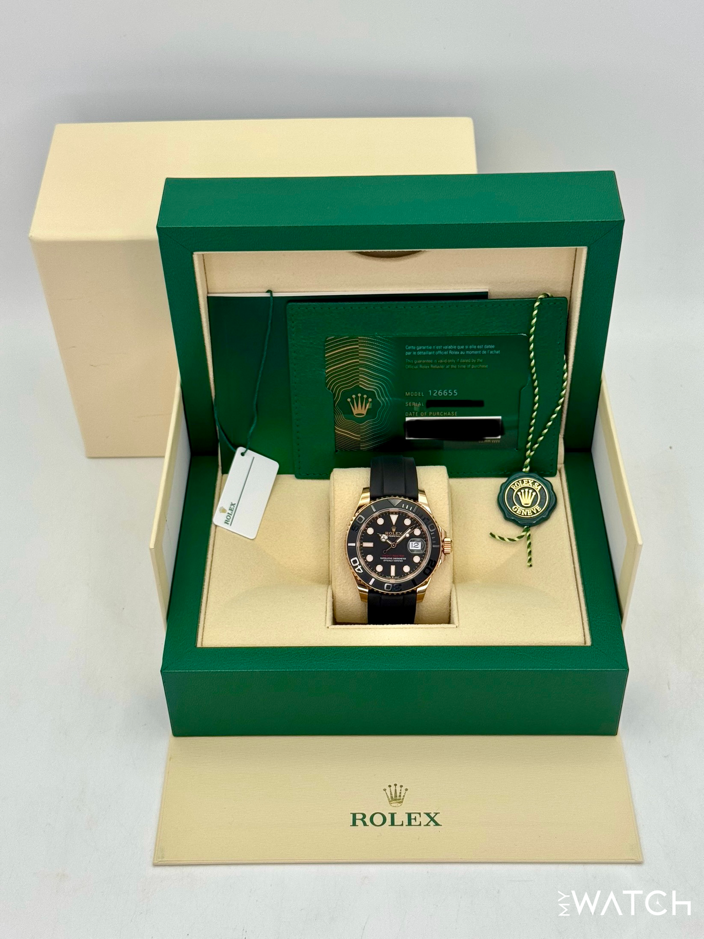 2023 Rolex Yacht-Master 40mm 126655 Rose Gold Oysterflex Black Dial (STICKERED)