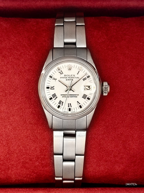 1970 Rolex Lady Oyster Perpetual Date 26mm 6517 Stainless Steel White Dial