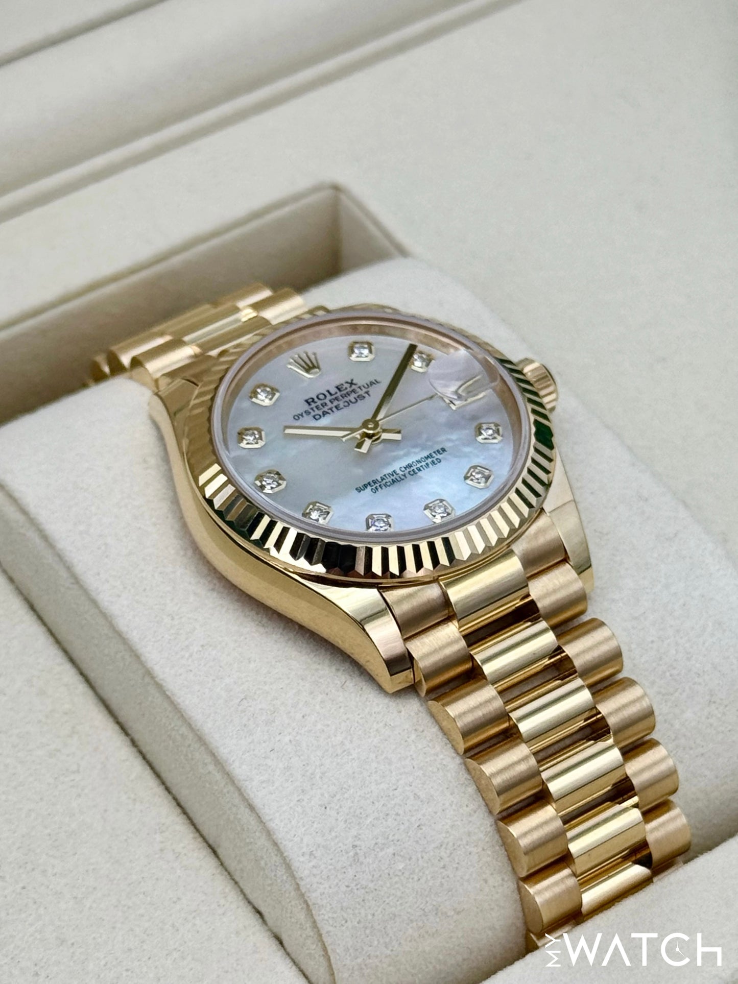 NEW 2025 Rolex Datejust 31mm 278278 Yellow Gold MOP Diamond Dial