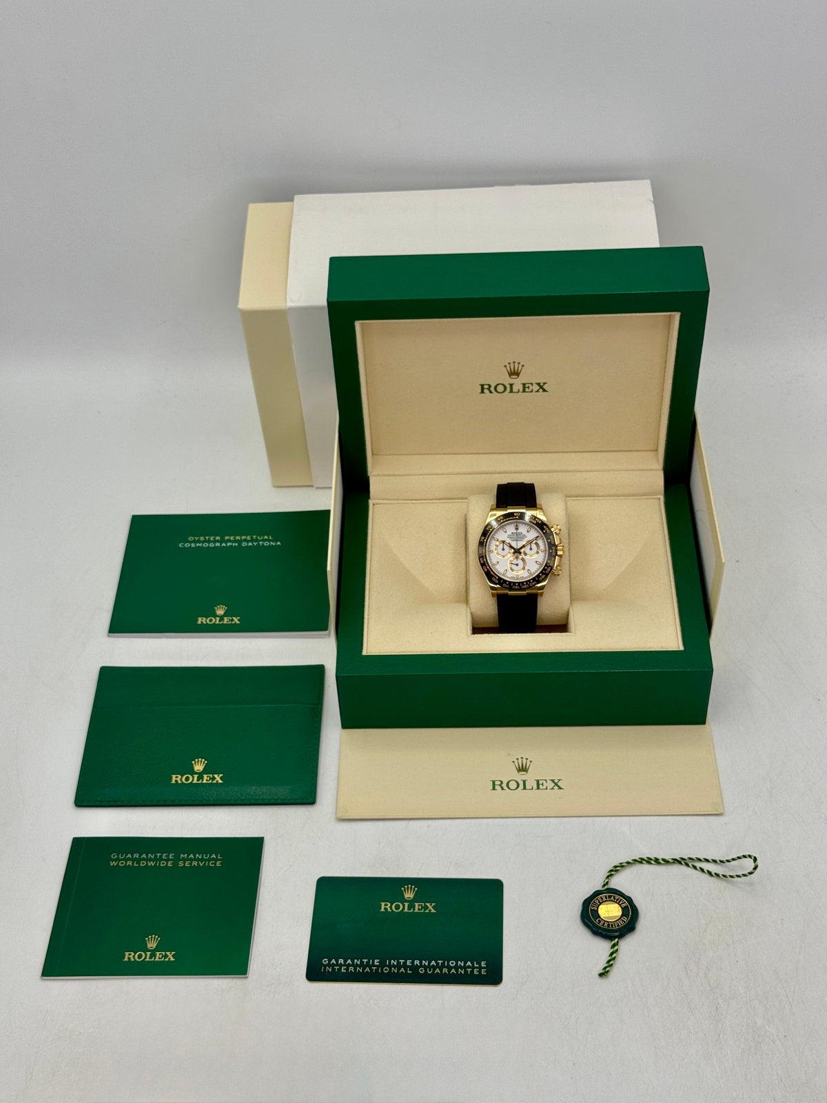 2022 Rolex Daytona 40mm 116518LN Yellow Gold Oysterflex White Dial