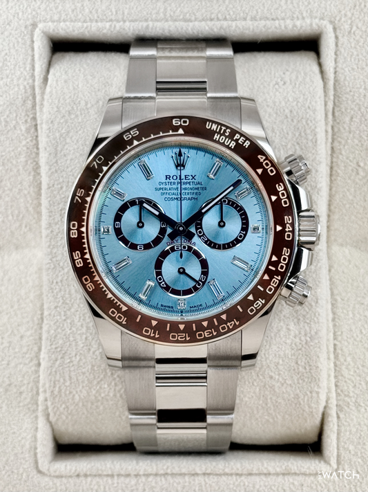 2025 Rolex Daytona 40mm 126506 Platinum Ice Blue Diamond Baguette Dial - MyWatchLLC
