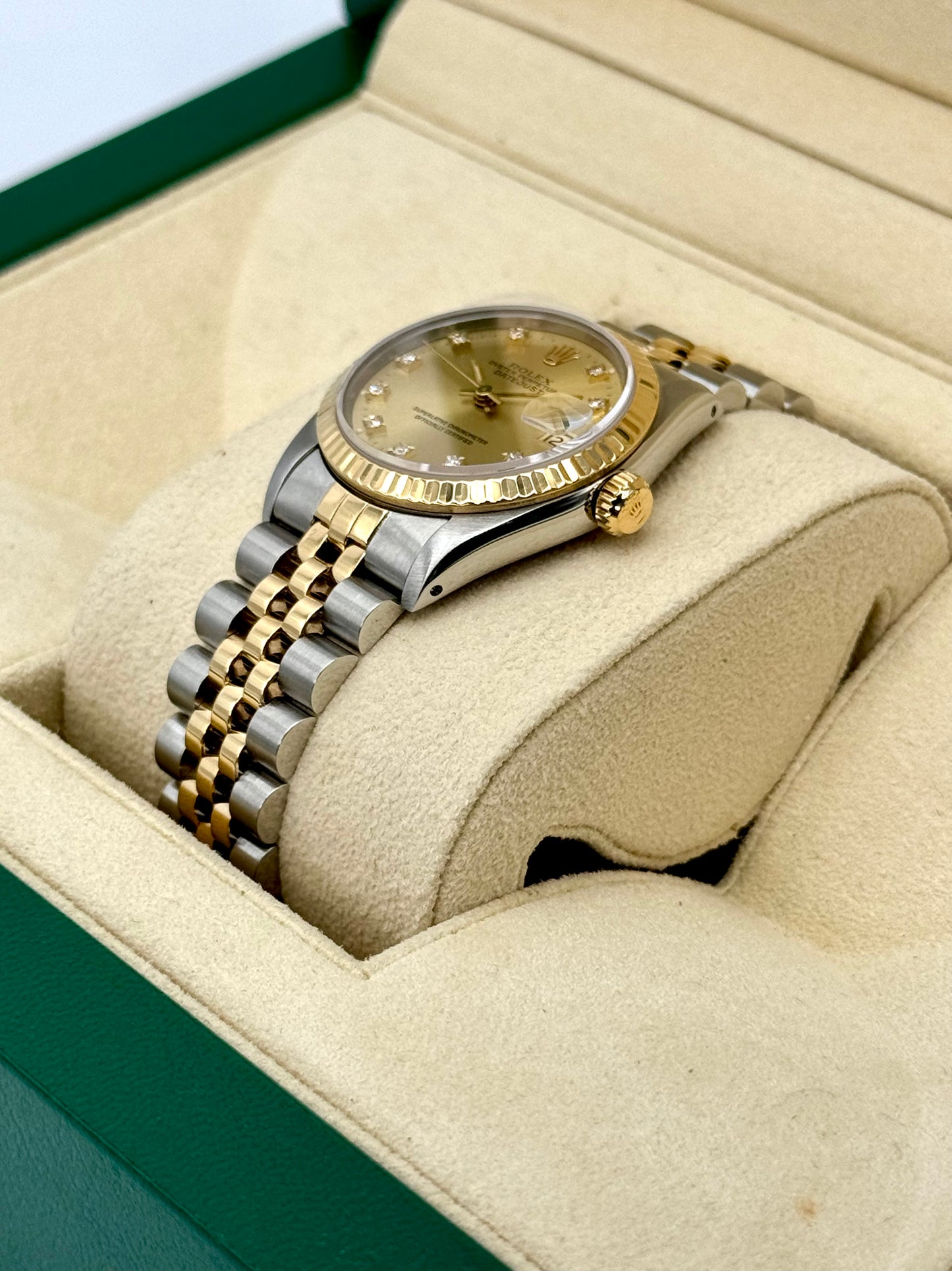 1991 Rolex Datejust 31mm 68273 Two-Tone Jubilee Champagne Diamond DIal