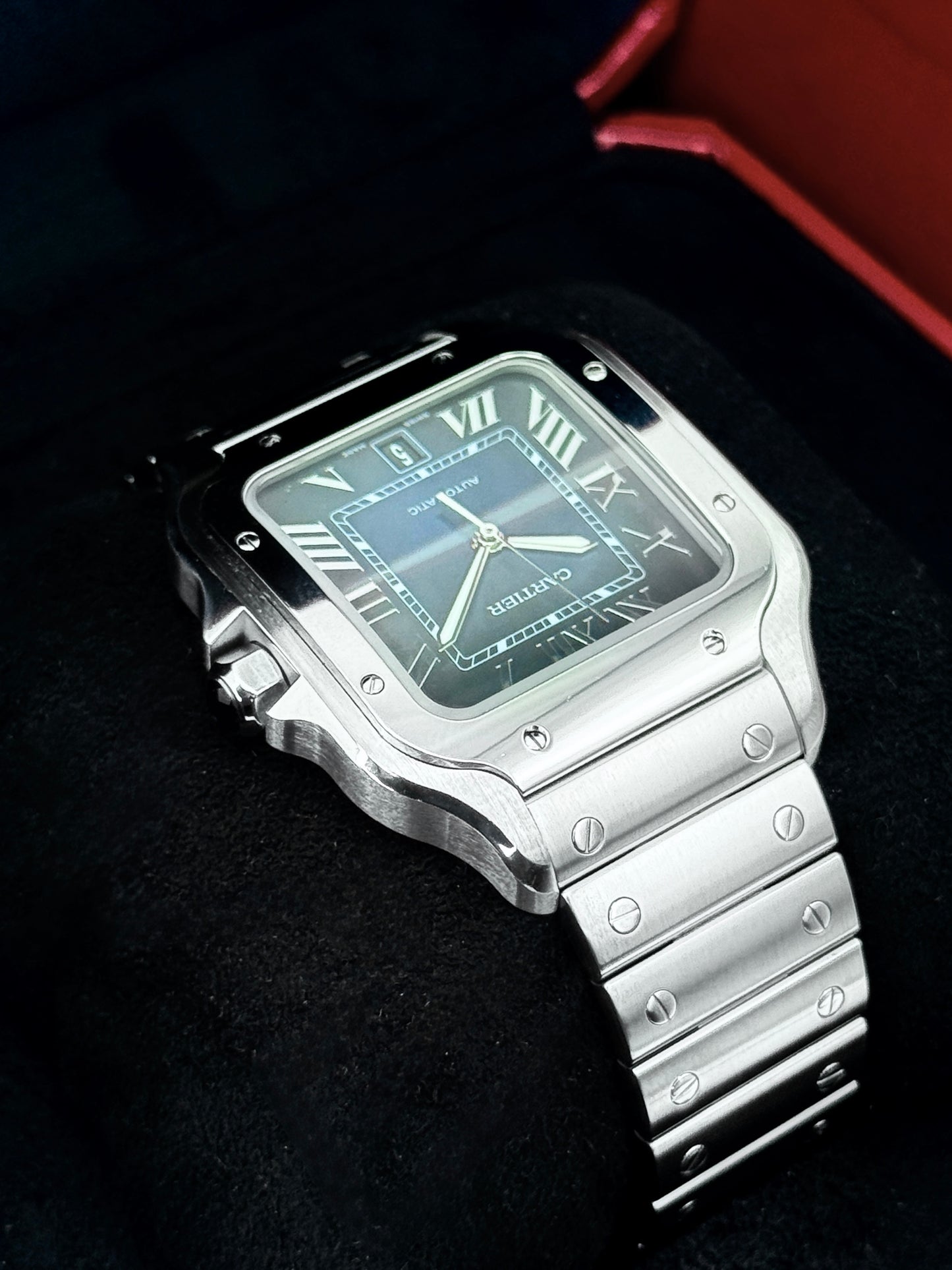2022 Cartier Santos De Cartier 39.8mm WSSA0030 Stainless Steel Blue Dial