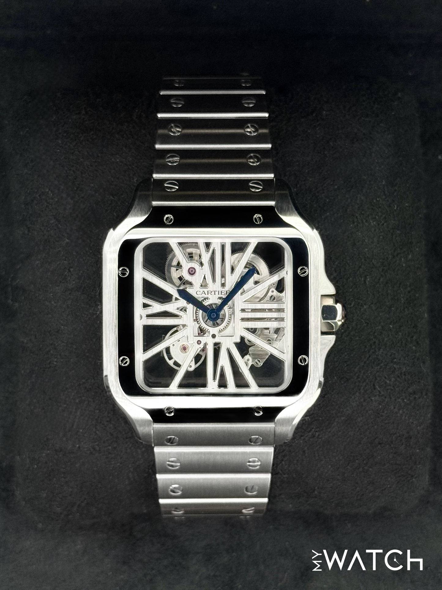 2021 Cartier Santos De Cartier 39.8mm WHSA0015 Stainless Steel Skeleton Dial