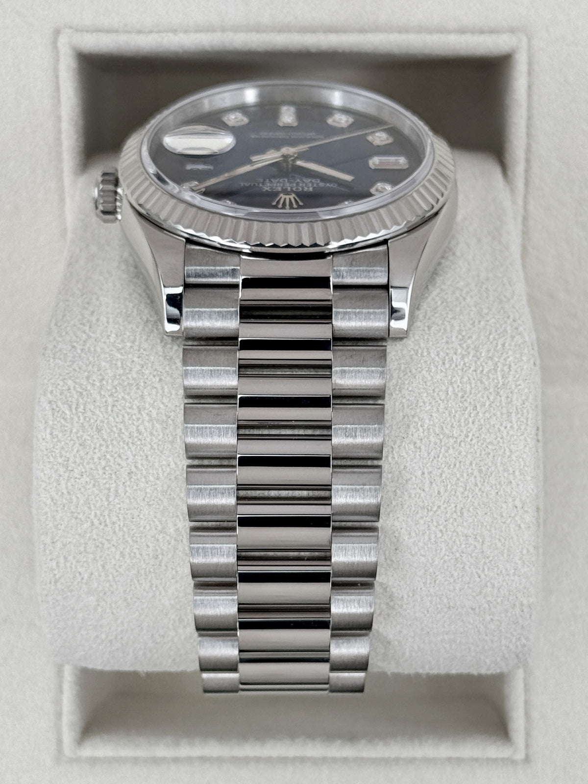 2024 Rolex Day-Date 36mm 128239 Presidential White Gold Blue Ombre Diamond Dial