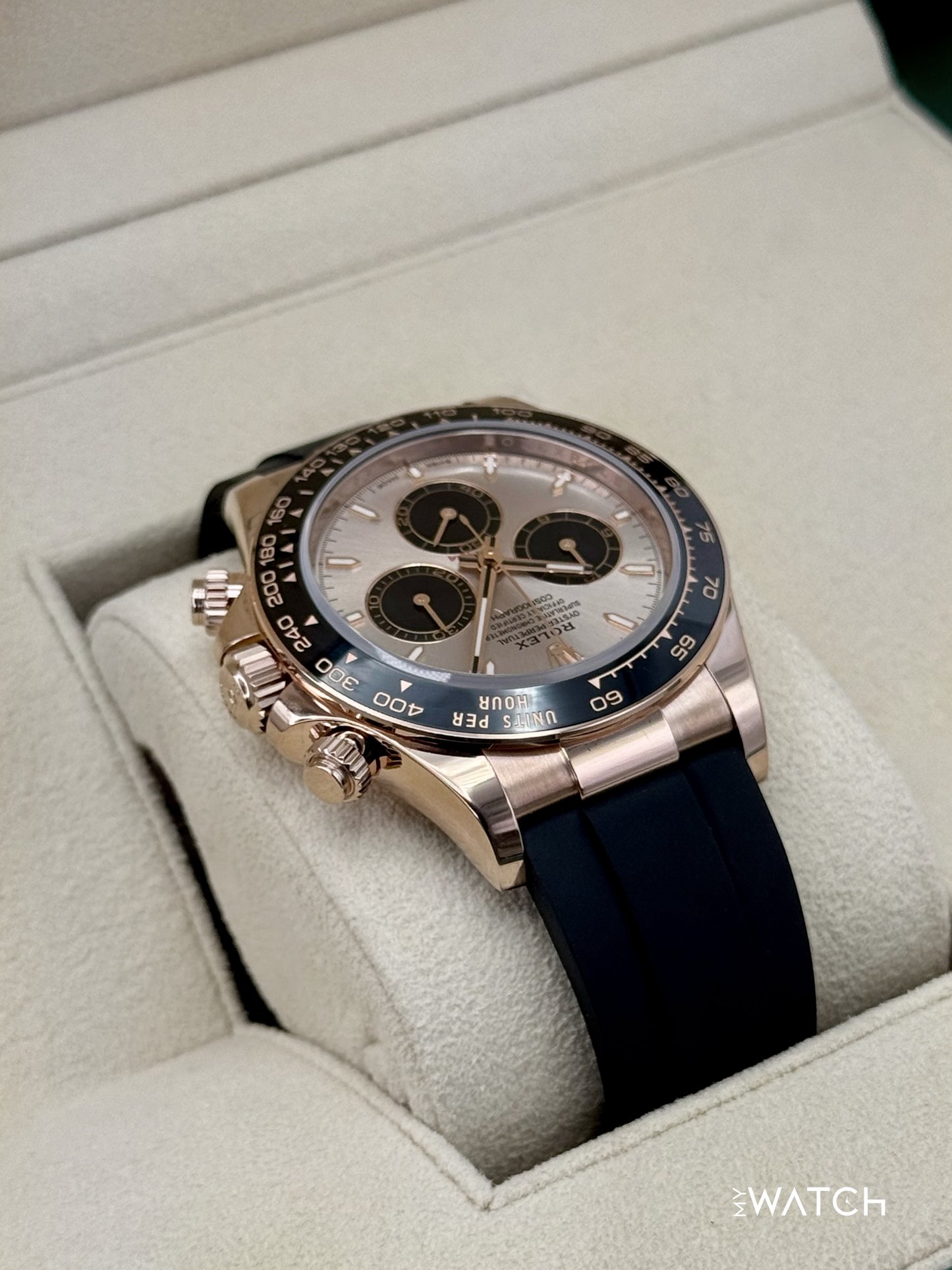2025 Rolex Daytona 40mm 126515LN Rose Gold Oysterflex Sundust Dial