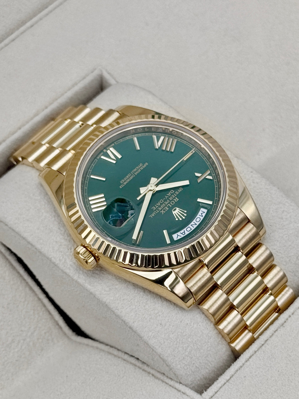 2022 Rolex Day-Date 40mm 228238 Presidential Green Dial